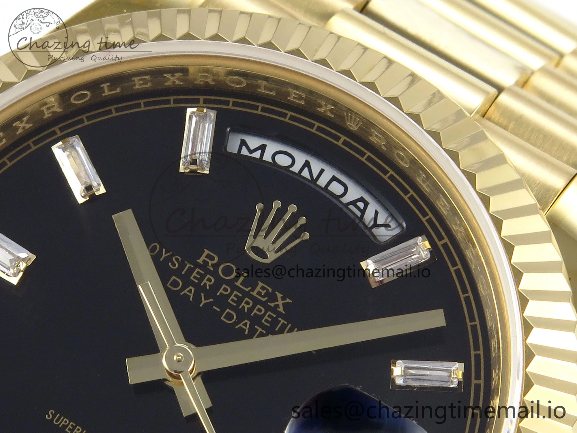 Casual Day Date 40 YG 228238 KF 1:1 Best Edition Black Crystal Dial on President Bracelet VR3255 (Gain Weight) 842
