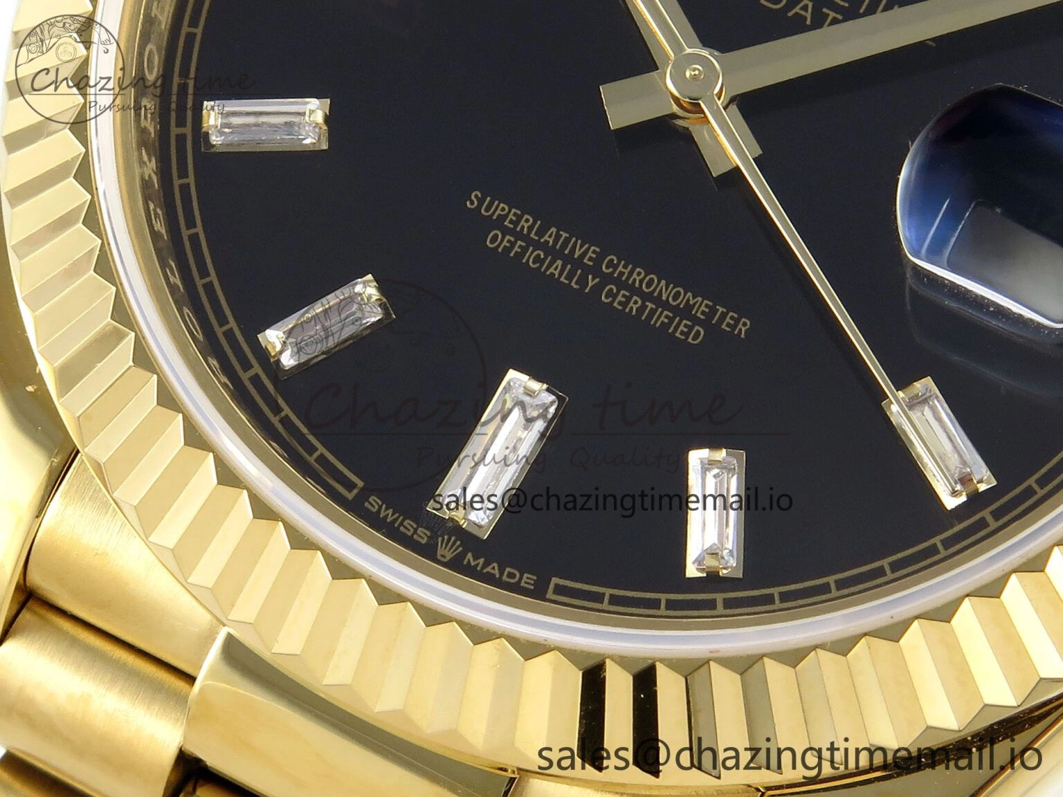 Casual Day Date 40 YG 228238 KF 1:1 Best Edition Black Crystal Dial on President Bracelet VR3255 (Gain Weight) 842