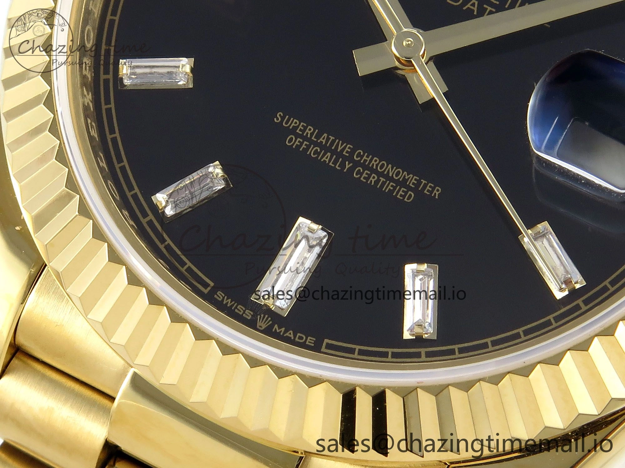 Casual Day Date 40 YG 228238 KF 1:1 Best Edition Black Crystal Dial on President Bracelet VR3255 (Gain Weight) 842