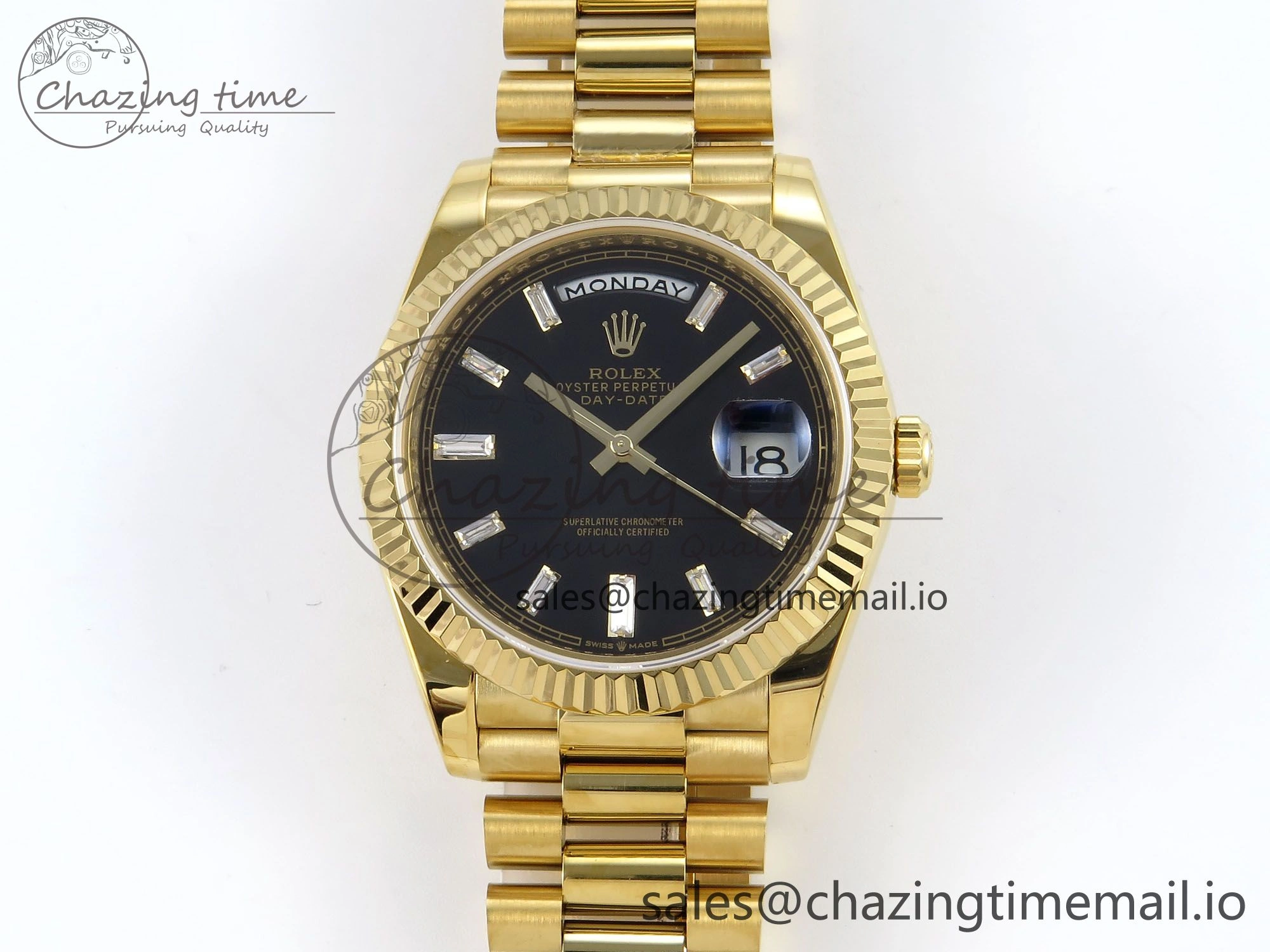 Casual Day Date 40 YG 228238 KF 1:1 Best Edition Black Crystal Dial on President Bracelet VR3255 (Gain Weight) 842