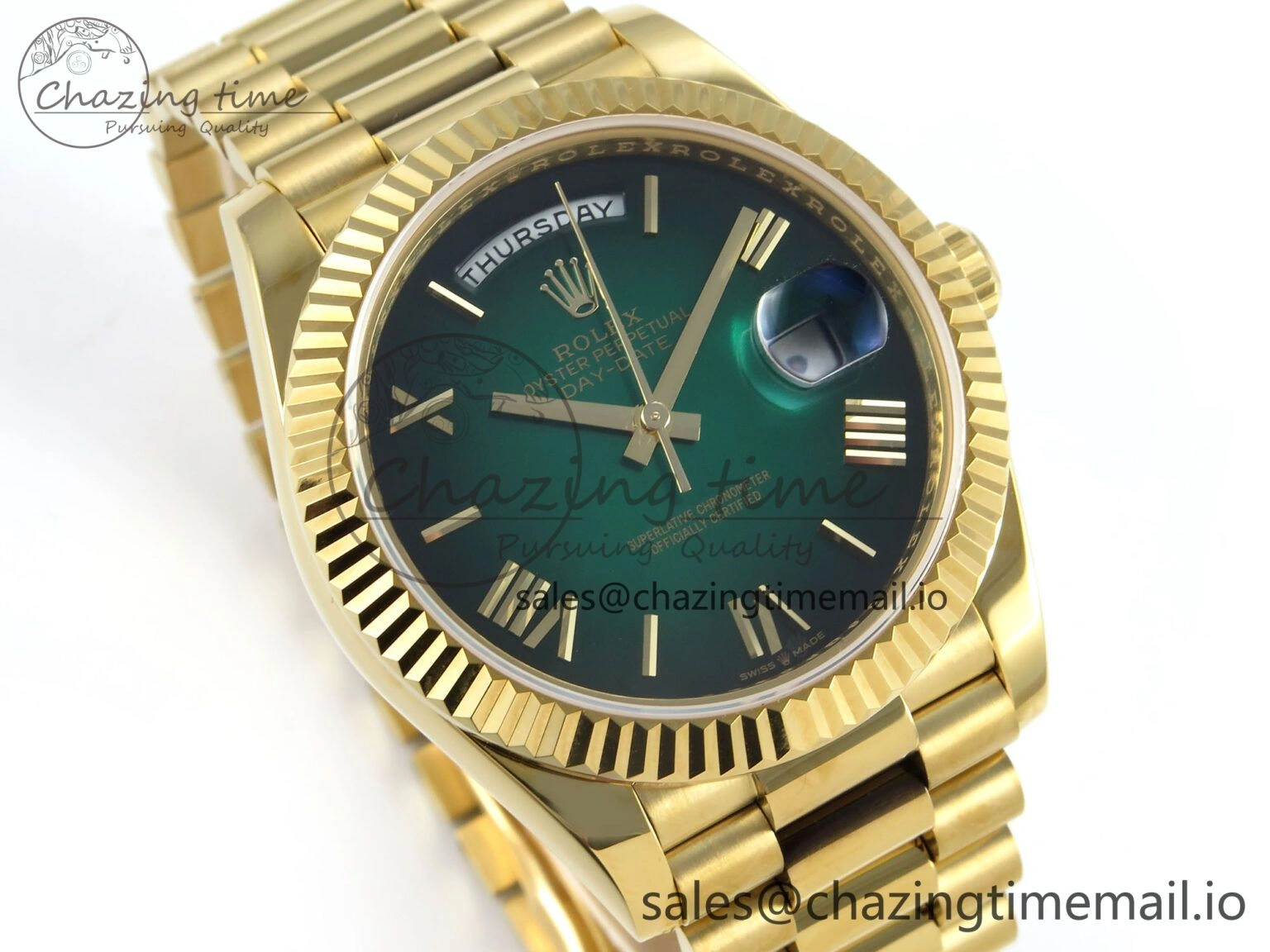 Day Date 40 YG 228238 KF 1:1 Best Edition Green Ombre Dial on President Bracelet VR3255 (Gain Weight) SportInspired 844