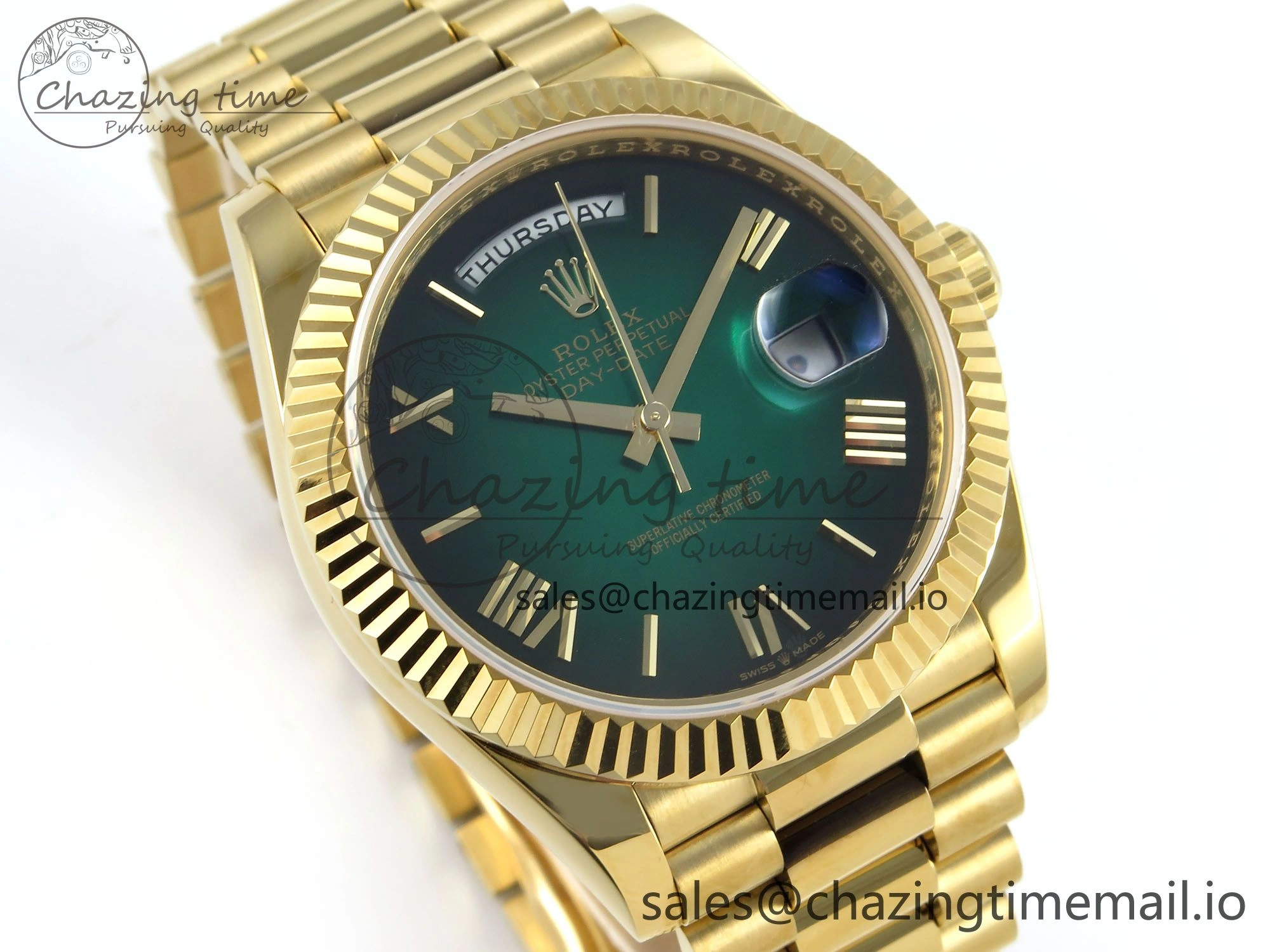 Day Date 40 YG 228238 KF 1:1 Best Edition Green Ombre Dial on President Bracelet VR3255 (Gain Weight) SportInspired 844