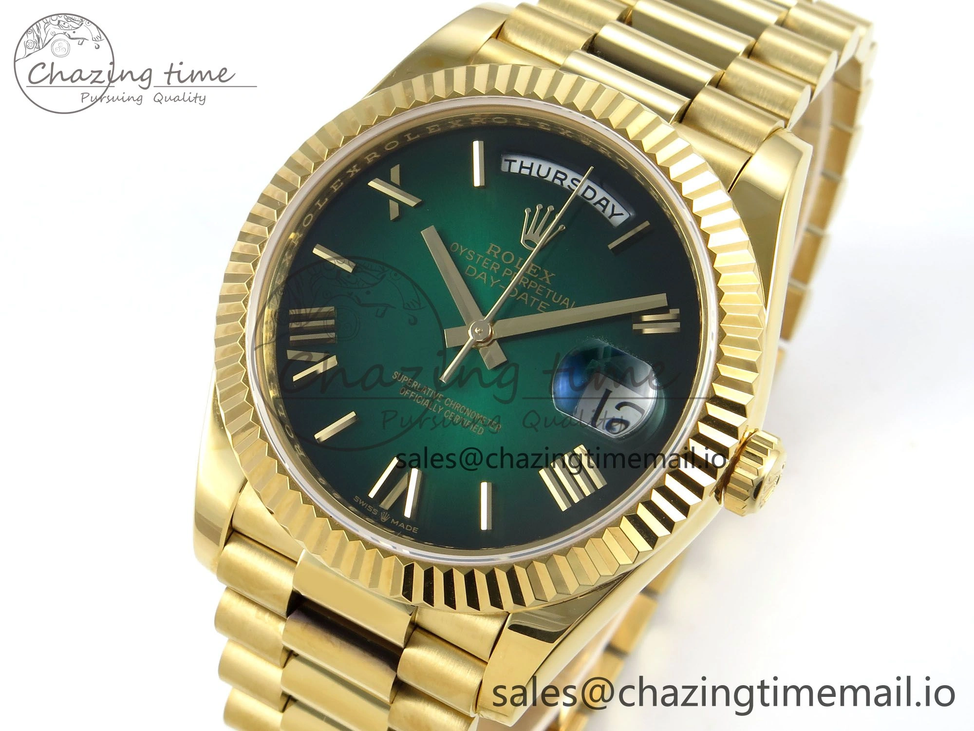 Day Date 40 YG 228238 KF 1:1 Best Edition Green Ombre Dial on President Bracelet VR3255 (Gain Weight) SportInspired 844