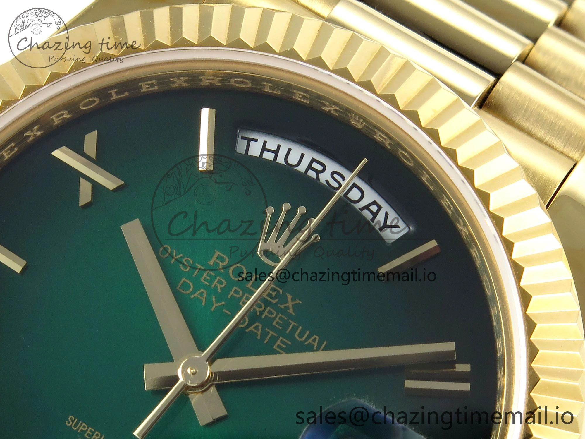 Day Date 40 YG 228238 KF 1:1 Best Edition Green Ombre Dial on President Bracelet VR3255 (Gain Weight) SportInspired 844