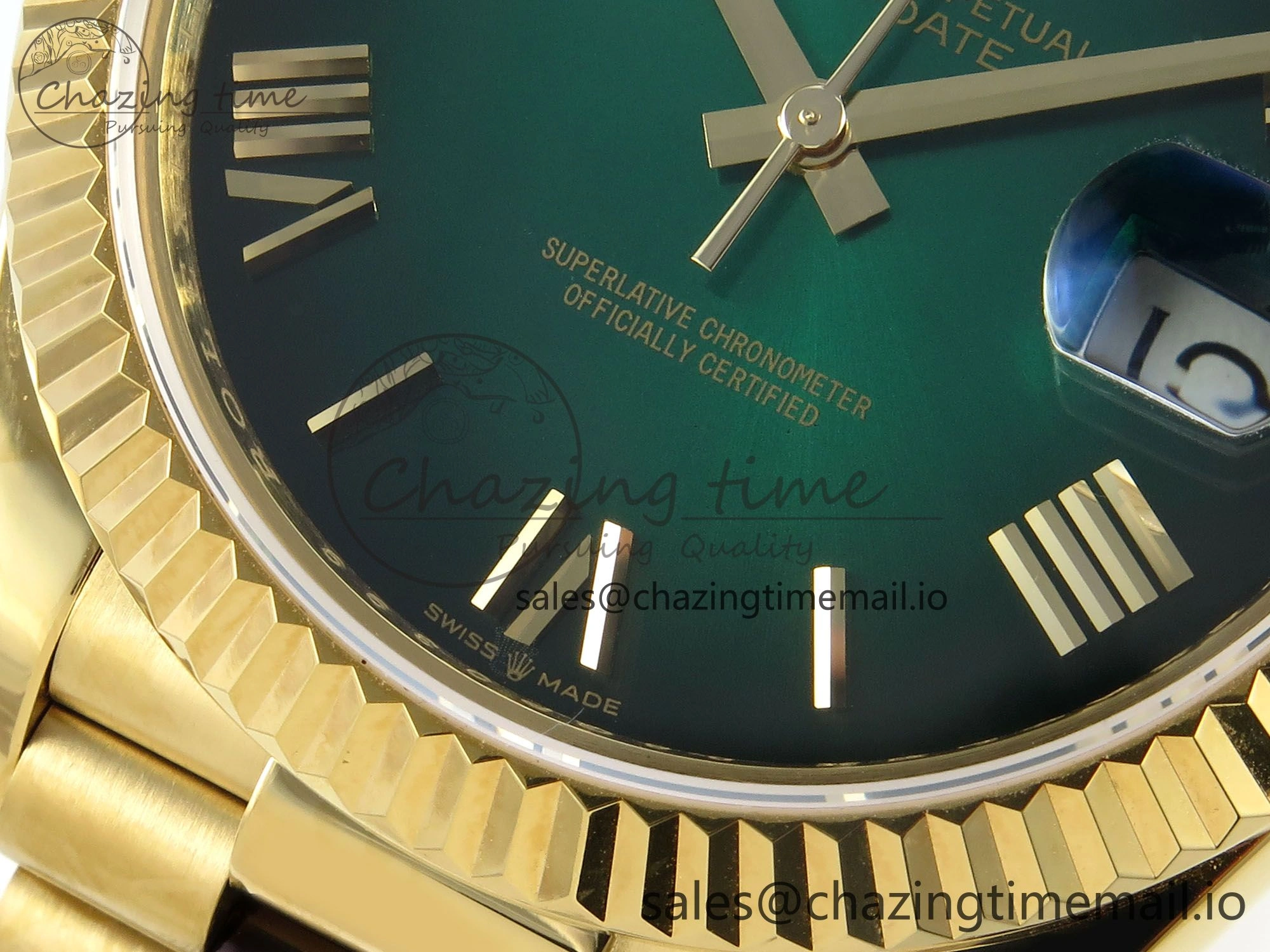 Day Date 40 YG 228238 KF 1:1 Best Edition Green Ombre Dial on President Bracelet VR3255 (Gain Weight) SportInspired 844