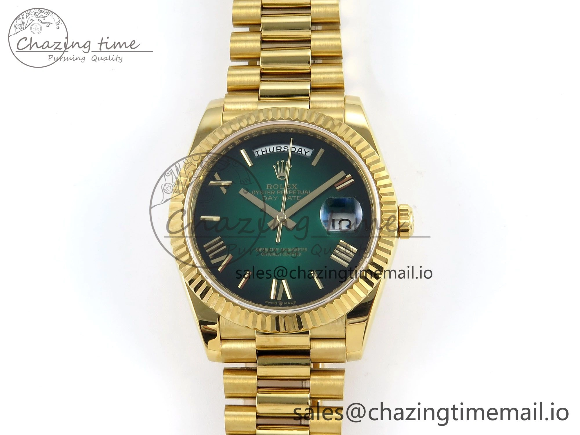 Day Date 40 YG 228238 KF 1:1 Best Edition Green Ombre Dial on President Bracelet VR3255 (Gain Weight) SportInspired 844