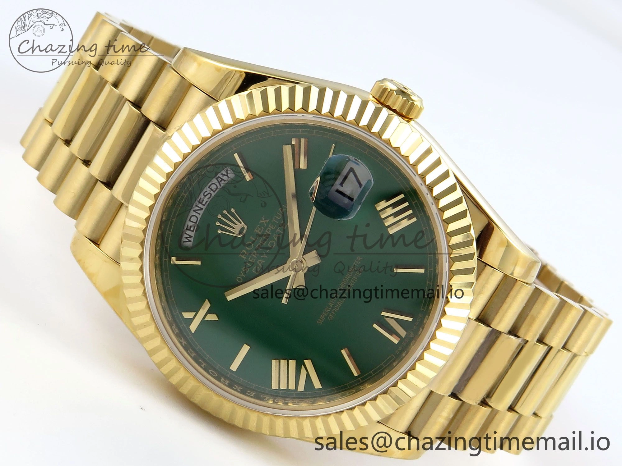 Day Date 40 YG 228238 KF 1:1 Best Edition Green Roman Dial on President Bracelet VR3255 (Gain Weight) Seasonal 840