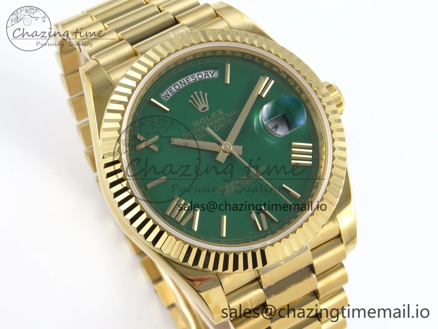 Day Date 40 YG 228238 KF 1:1 Best Edition Green Roman Dial on President Bracelet VR3255 (Gain Weight) Seasonal 840