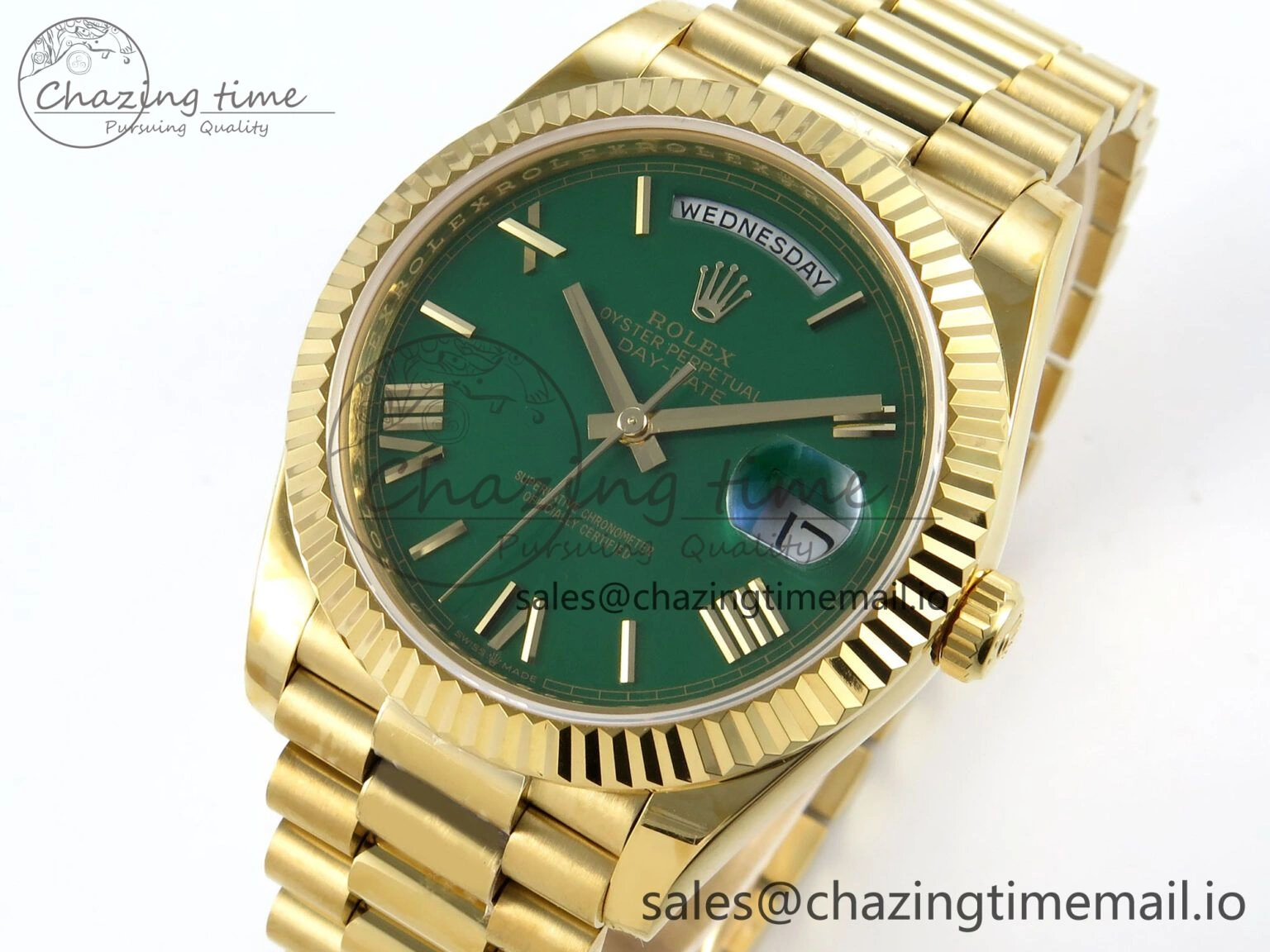 Day Date 40 YG 228238 KF 1:1 Best Edition Green Roman Dial on President Bracelet VR3255 (Gain Weight) Seasonal 840