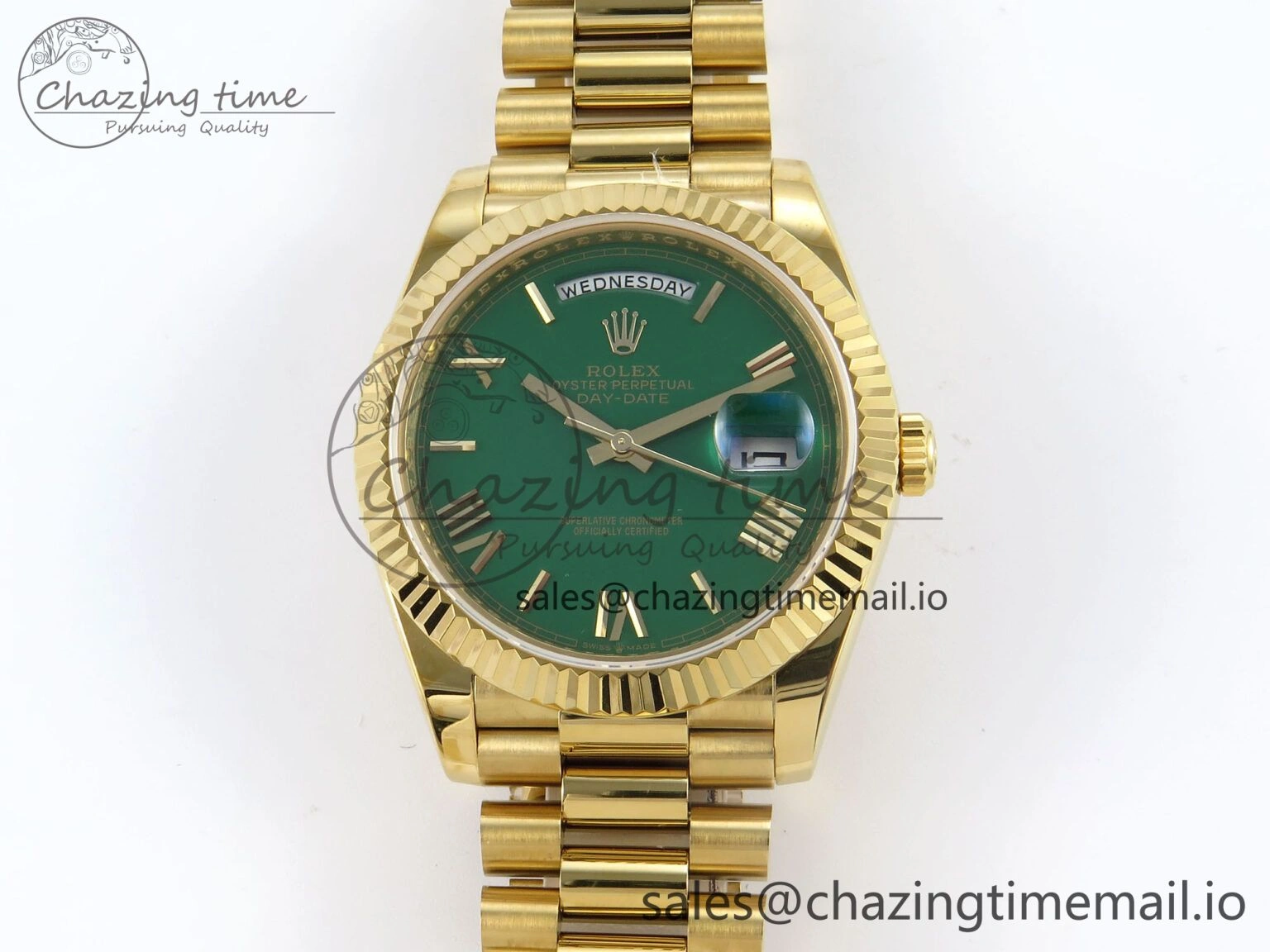 Day Date 40 YG 228238 KF 1:1 Best Edition Green Roman Dial on President Bracelet VR3255 (Gain Weight) Seasonal 840