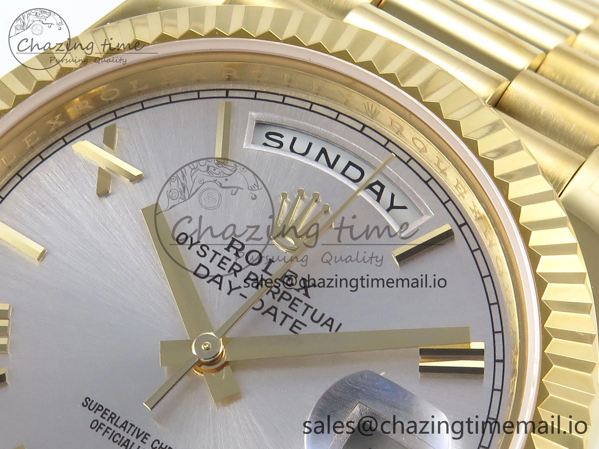 Sleek Day Date 40 YG 228238 KF 1:1 Best Edition Silver Roman Dial on President Bracelet VR3255 (Gain Weight) 845