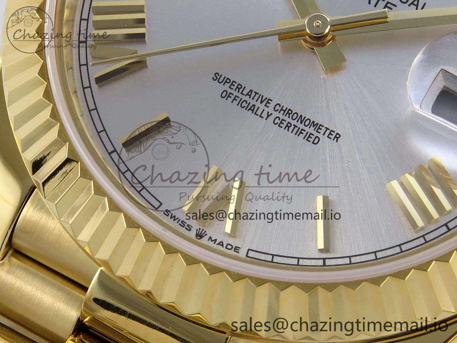 Sleek Day Date 40 YG 228238 KF 1:1 Best Edition Silver Roman Dial on President Bracelet VR3255 (Gain Weight) 845
