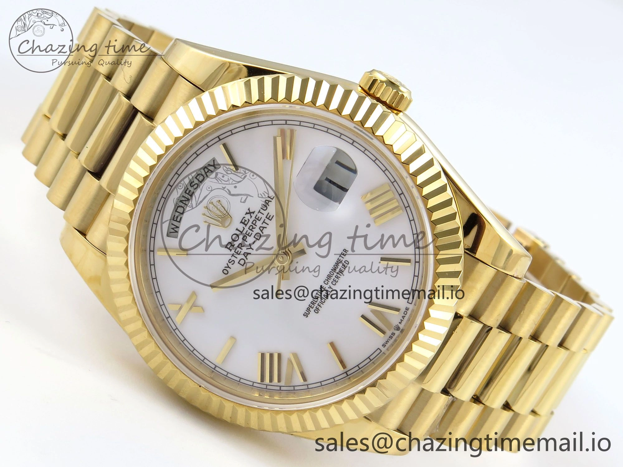 Day Date 40 YG 228238 KF 1:1 Best Edition White Roman Dial on President Bracelet VR3255 (Gain Weight) MoistureWicking 841