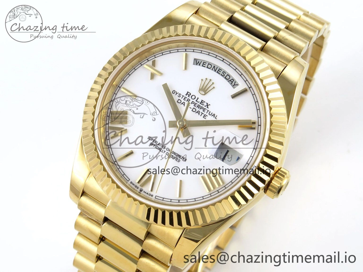 Day Date 40 YG 228238 KF 1:1 Best Edition White Roman Dial on President Bracelet VR3255 (Gain Weight) MoistureWicking 841