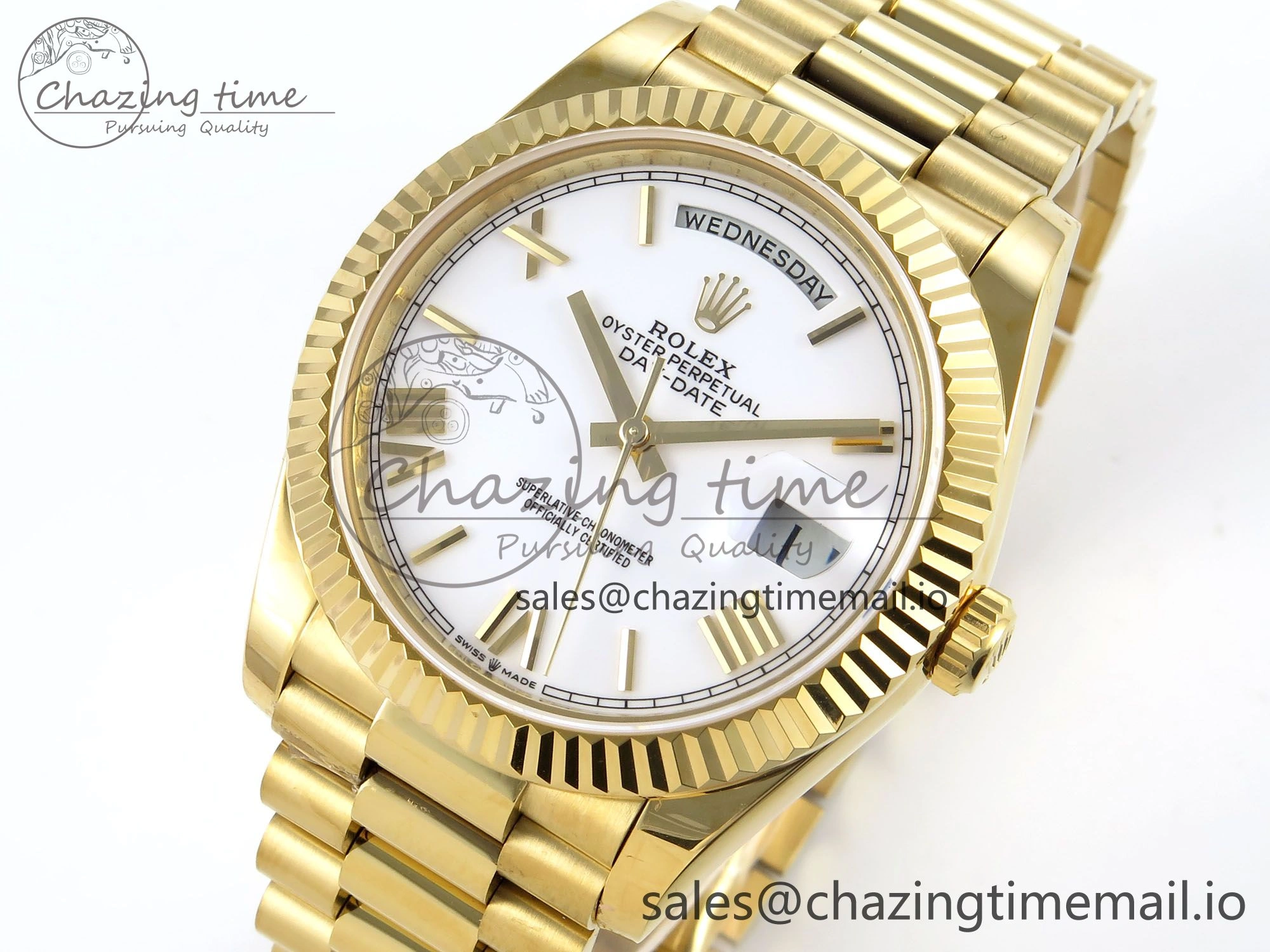 Day Date 40 YG 228238 KF 1:1 Best Edition White Roman Dial on President Bracelet VR3255 (Gain Weight) MoistureWicking 841