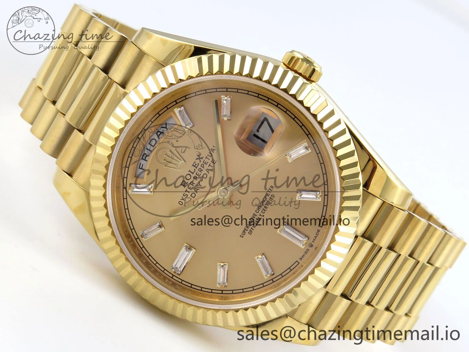 Soft Day Date 40 YG 228238 KF 1:1 Best Edition YG Crystal Dial on President Bracelet VR3255 (Gain Weight) 843