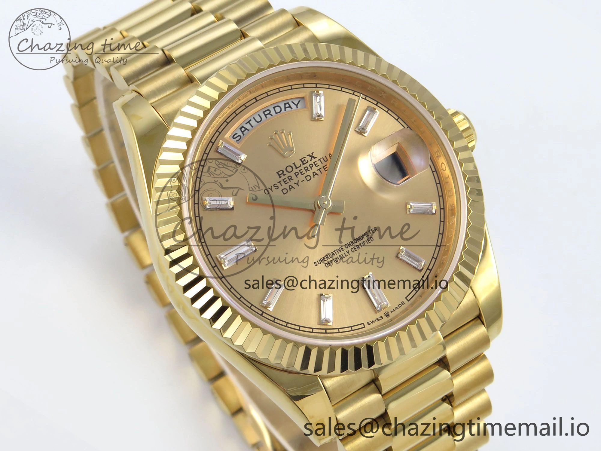 Soft Day Date 40 YG 228238 KF 1:1 Best Edition YG Crystal Dial on President Bracelet VR3255 (Gain Weight) 843