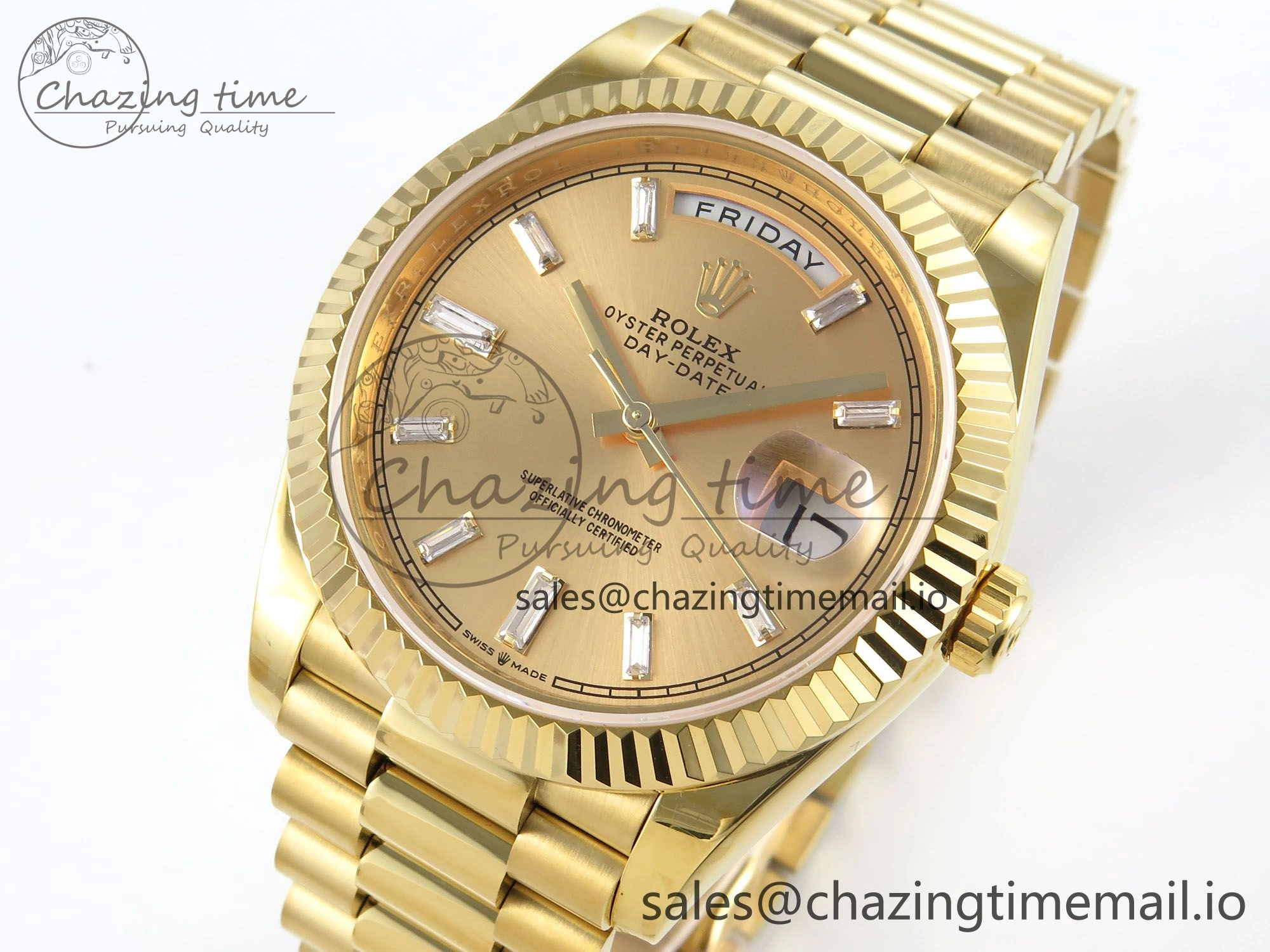 Soft Day Date 40 YG 228238 KF 1:1 Best Edition YG Crystal Dial on President Bracelet VR3255 (Gain Weight) 843