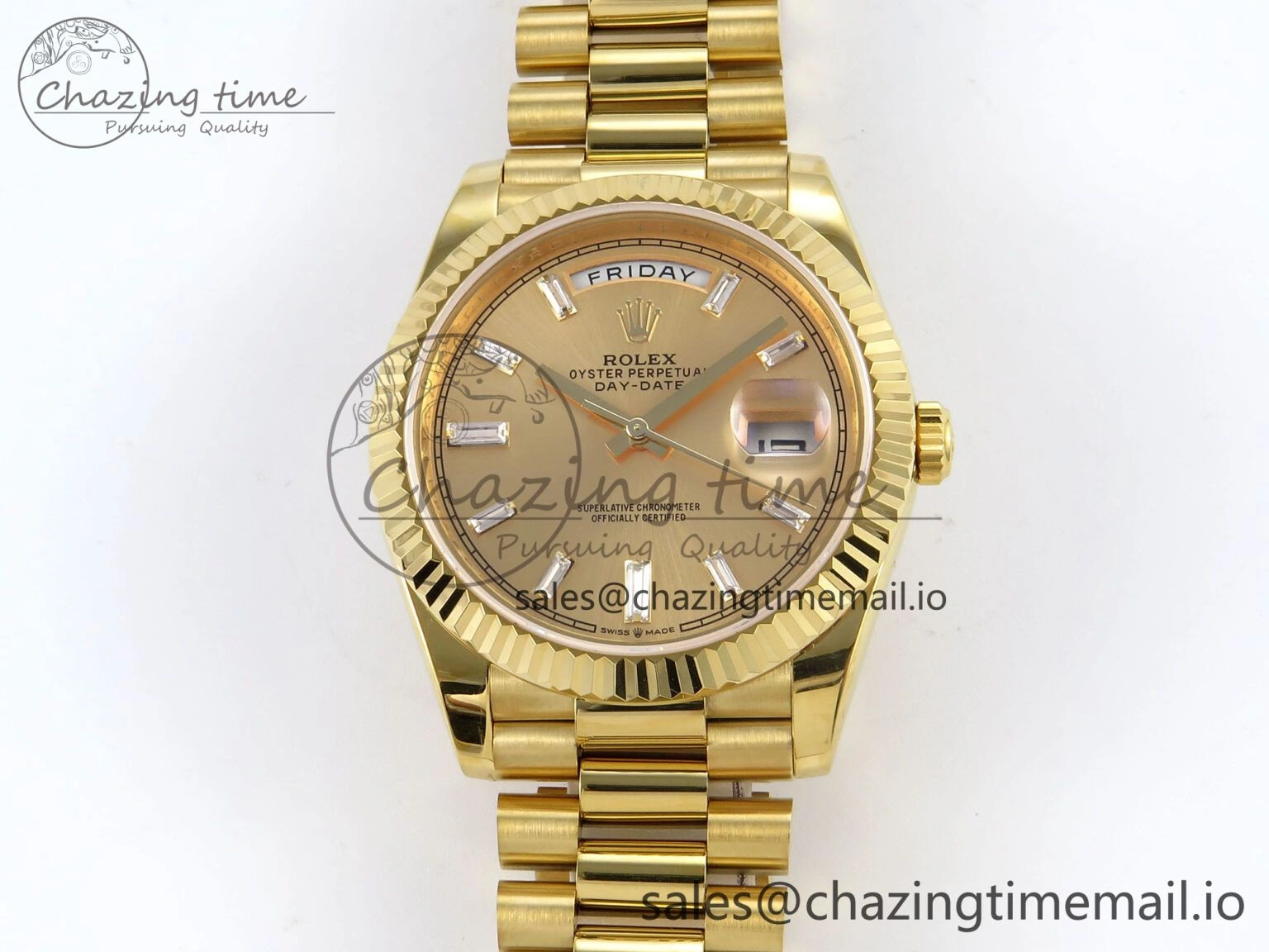 Soft Day Date 40 YG 228238 KF 1:1 Best Edition YG Crystal Dial on President Bracelet VR3255 (Gain Weight) 843