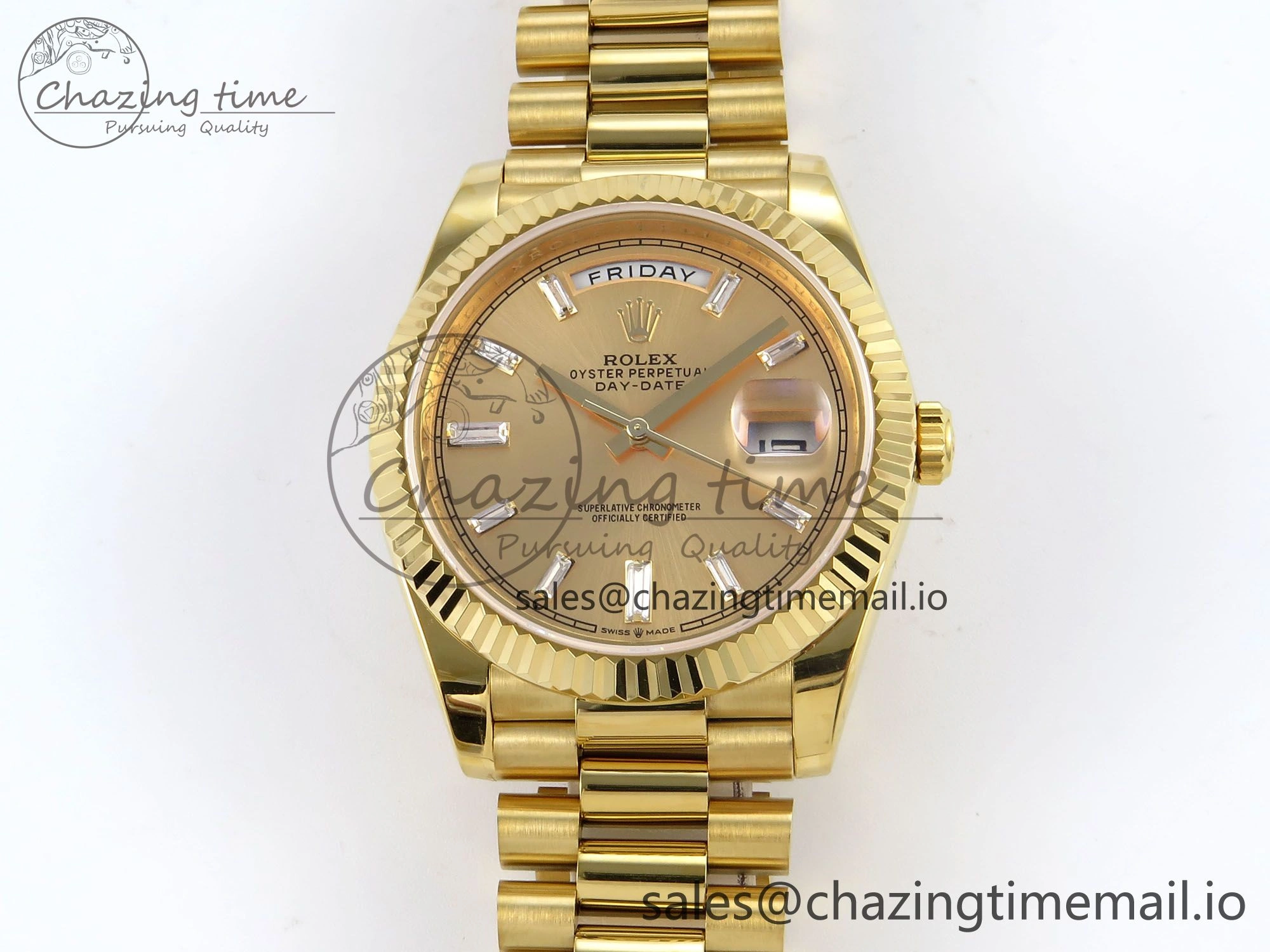 Soft Day Date 40 YG 228238 KF 1:1 Best Edition YG Crystal Dial on President Bracelet VR3255 (Gain Weight) 843