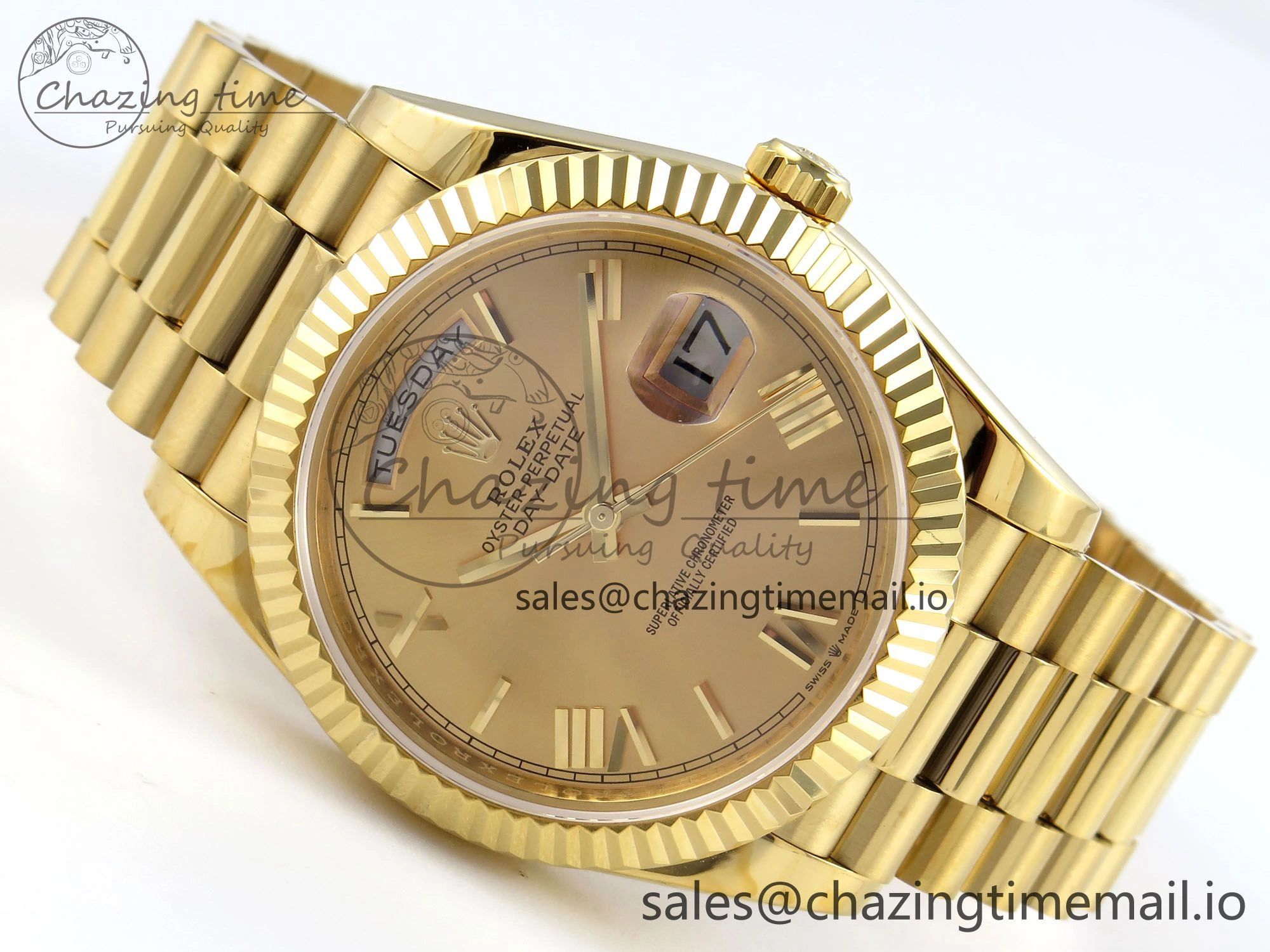 Day Date 40 YG 228238 KF 1:1 Best Edition YG Roman Dial on President Bracelet VR3255 (Gain Weight) HighQuality 839