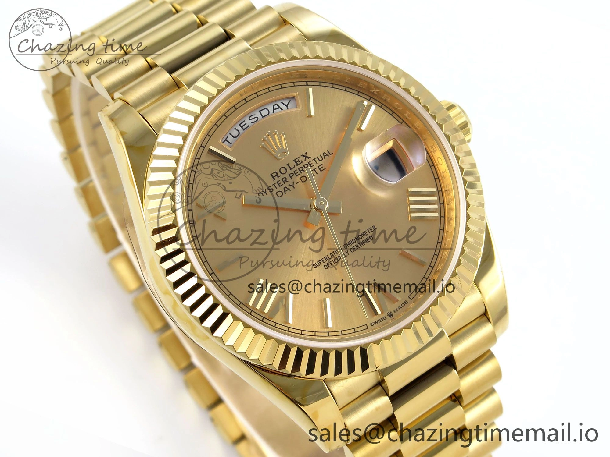 Day Date 40 YG 228238 KF 1:1 Best Edition YG Roman Dial on President Bracelet VR3255 (Gain Weight) HighQuality 839