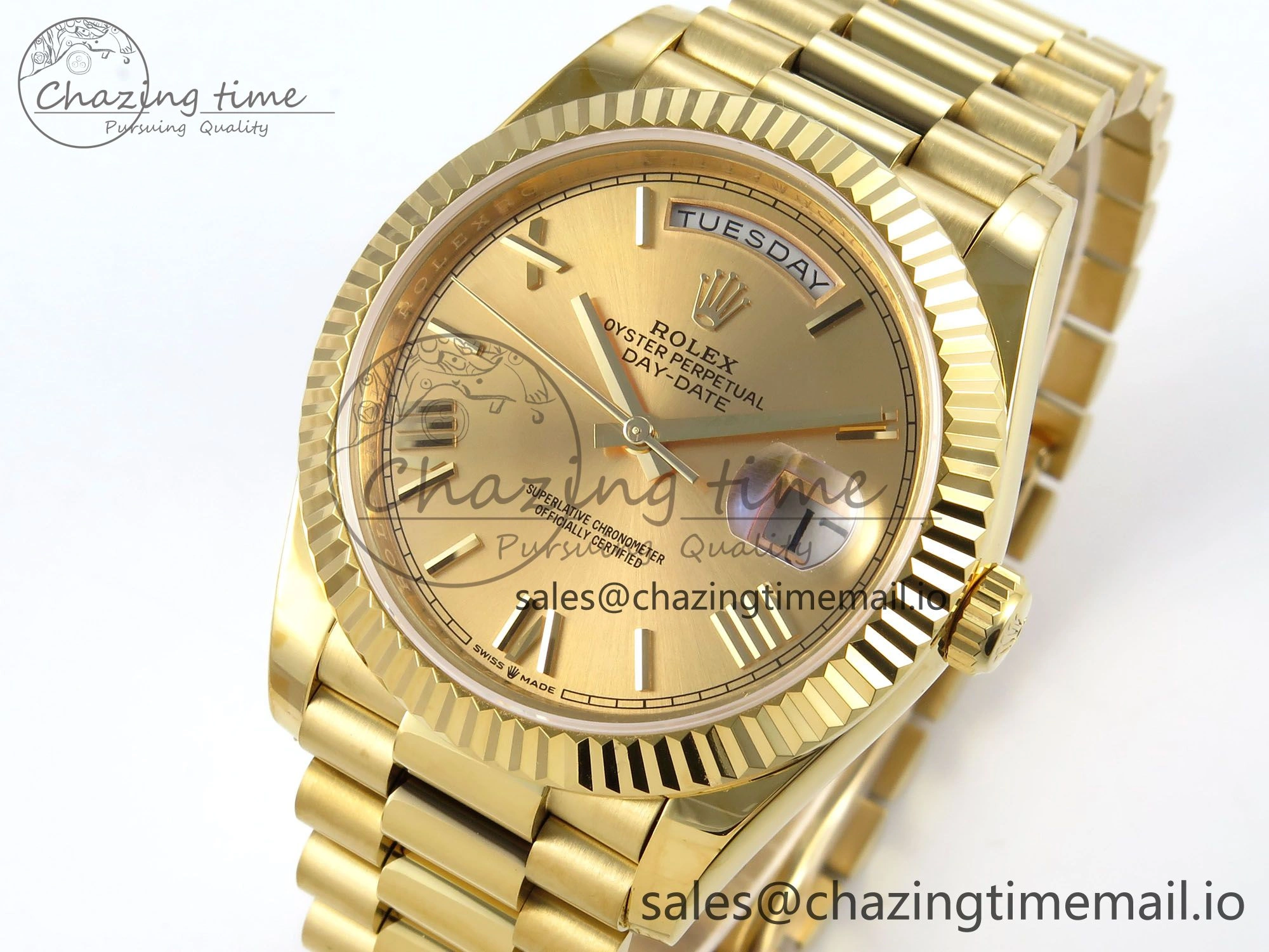 Day Date 40 YG 228238 KF 1:1 Best Edition YG Roman Dial on President Bracelet VR3255 (Gain Weight) HighQuality 839