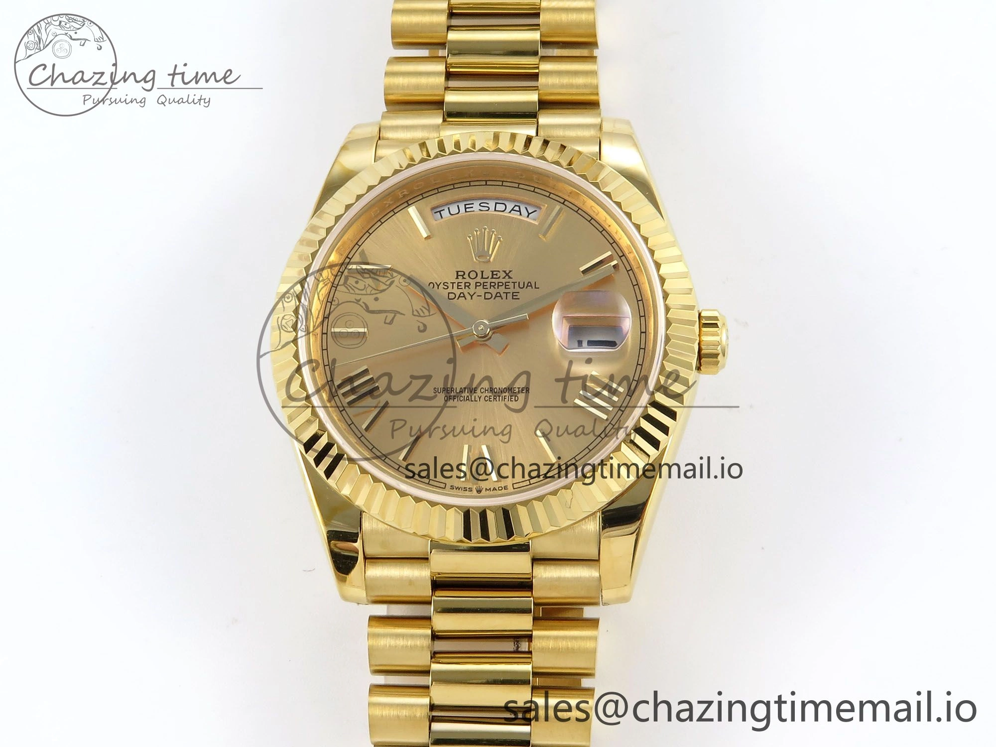 Day Date 40 YG 228238 KF 1:1 Best Edition YG Roman Dial on President Bracelet VR3255 (Gain Weight) HighQuality 839