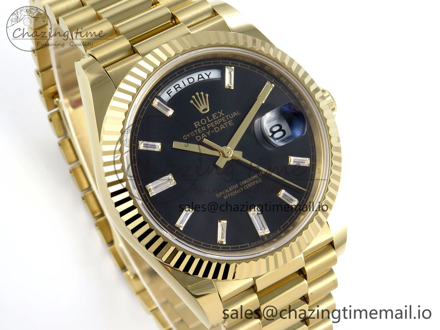 Seasonal Day Date 40 YG 228238 Noob 1:1 Best Edition Black Crystal Dial on President Bracelet A2836 (Gain Weight) 799
