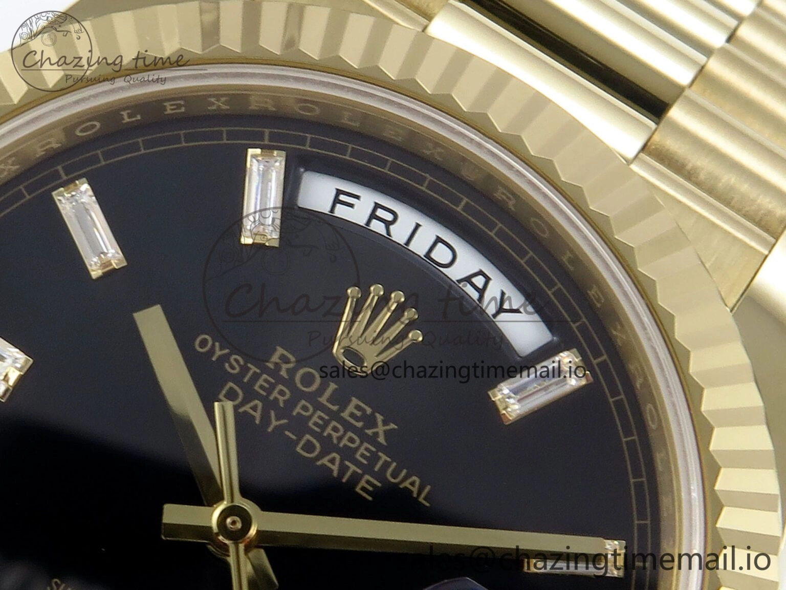 Seasonal Day Date 40 YG 228238 Noob 1:1 Best Edition Black Crystal Dial on President Bracelet A2836 (Gain Weight) 799