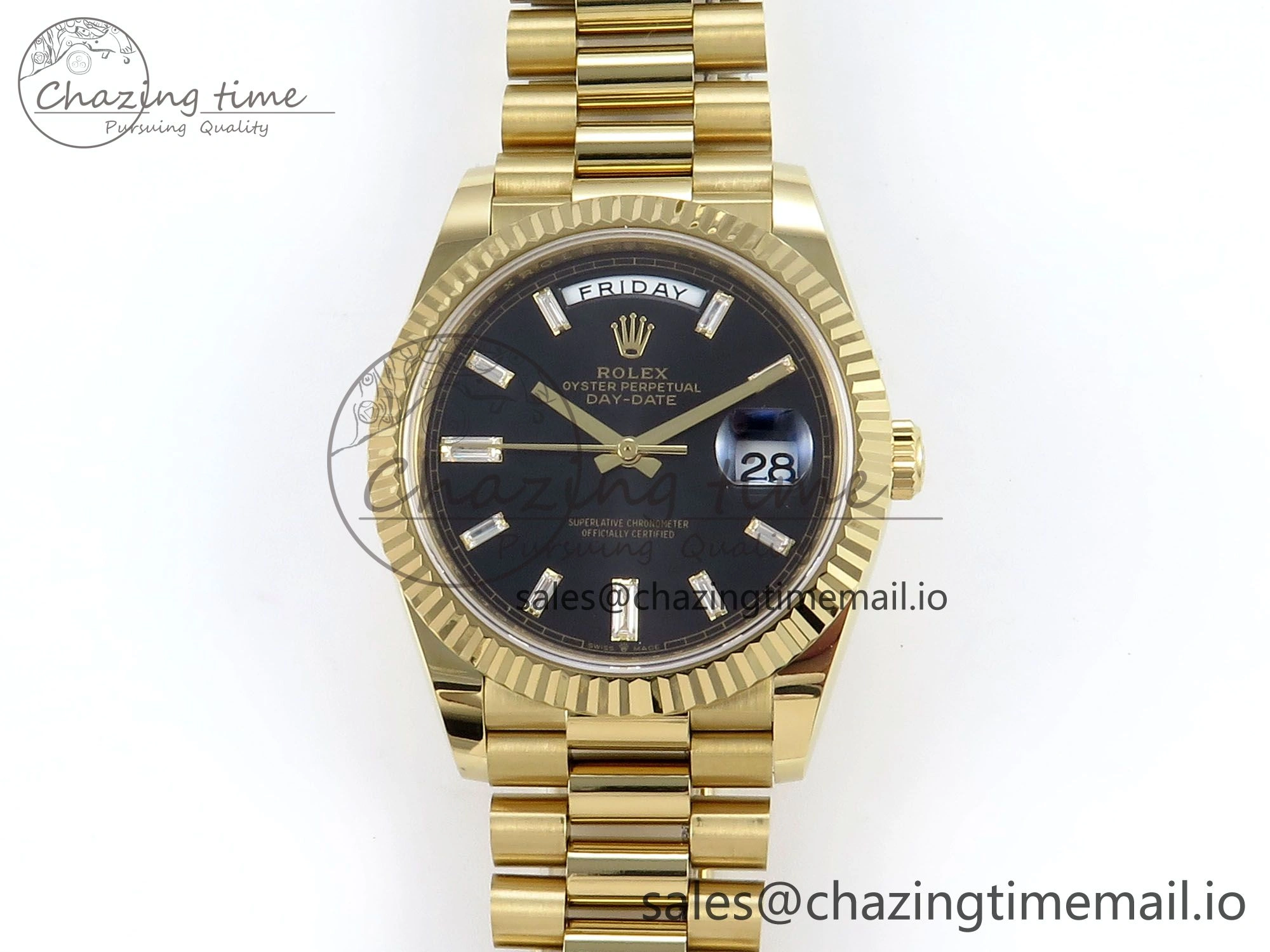 Seasonal Day Date 40 YG 228238 Noob 1:1 Best Edition Black Crystal Dial on President Bracelet A2836 (Gain Weight) 799