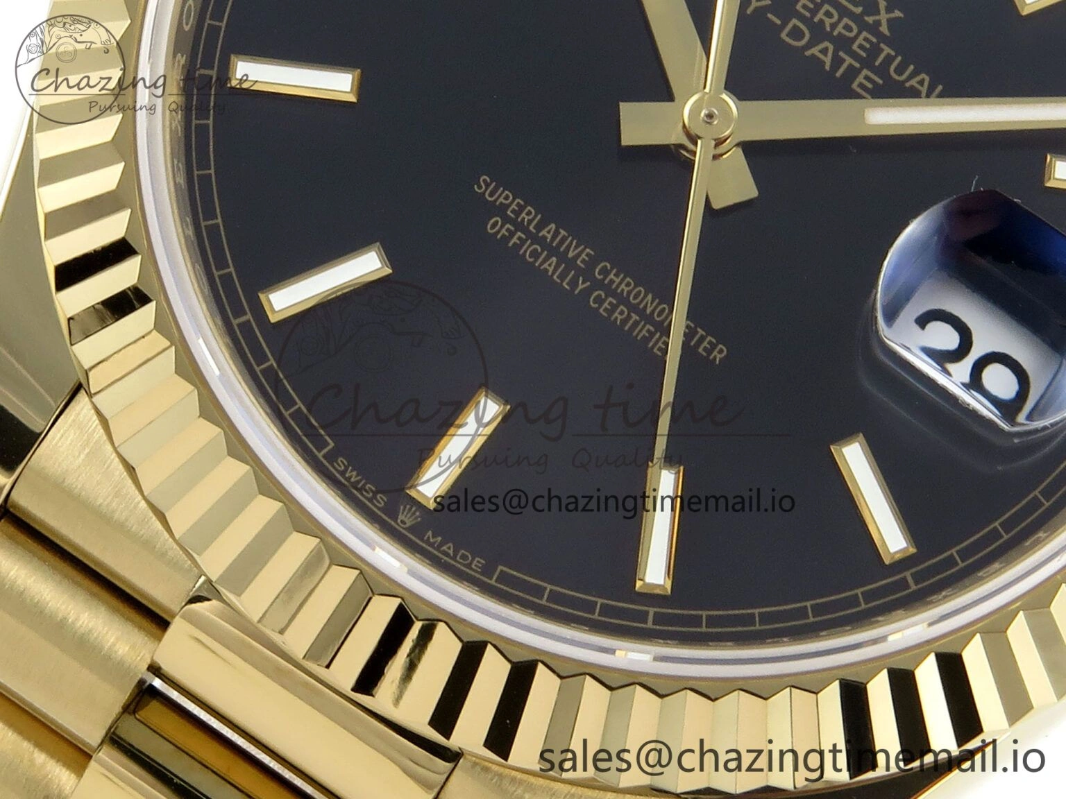 ZeroBulk Day Date 40 YG 228238 Noob 1:1 Best Edition Black Stick Dial on President Bracelet A2836 (Gain Weight) 802