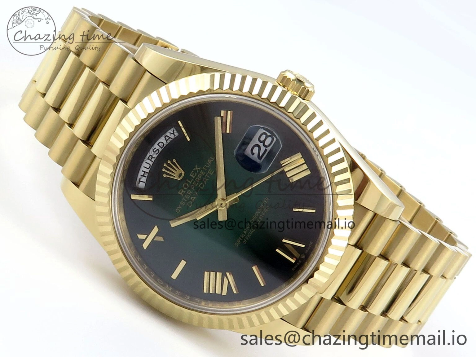 WellDesigned Day Date 40 YG 228238 Noob 1:1 Best Edition Green Ombre Roman Dial on President Bracelet A2836 (Gain Weight) 803