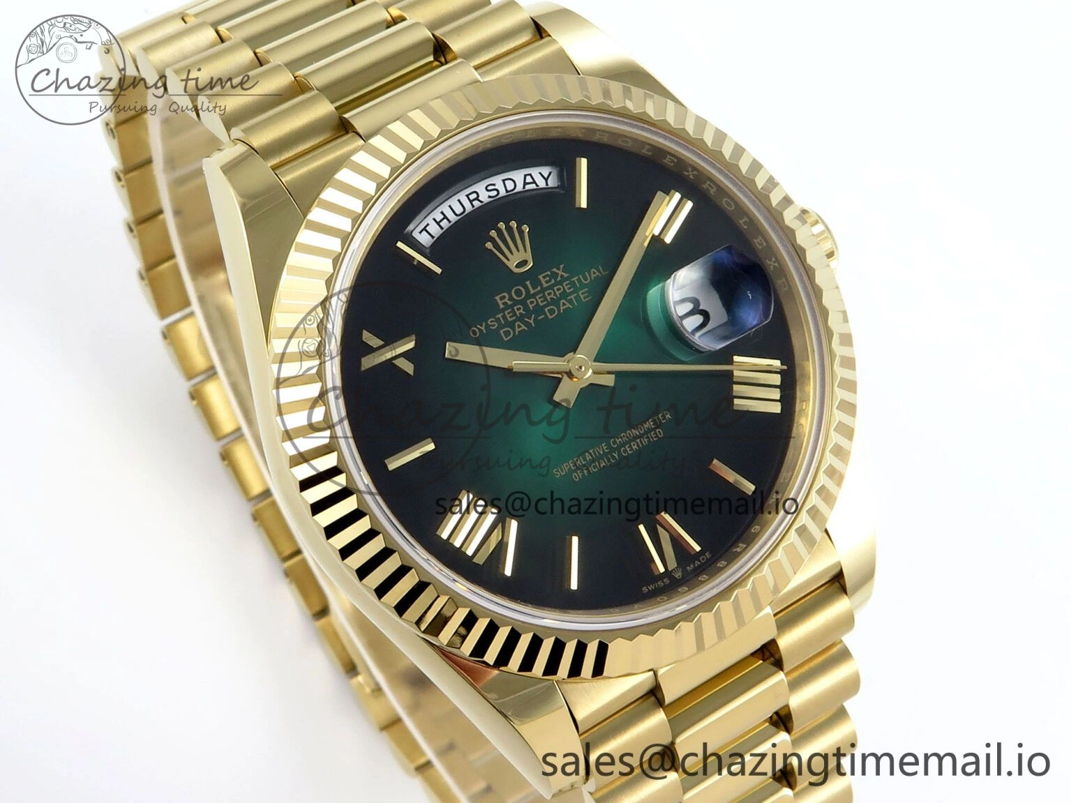 WellDesigned Day Date 40 YG 228238 Noob 1:1 Best Edition Green Ombre Roman Dial on President Bracelet A2836 (Gain Weight) 803