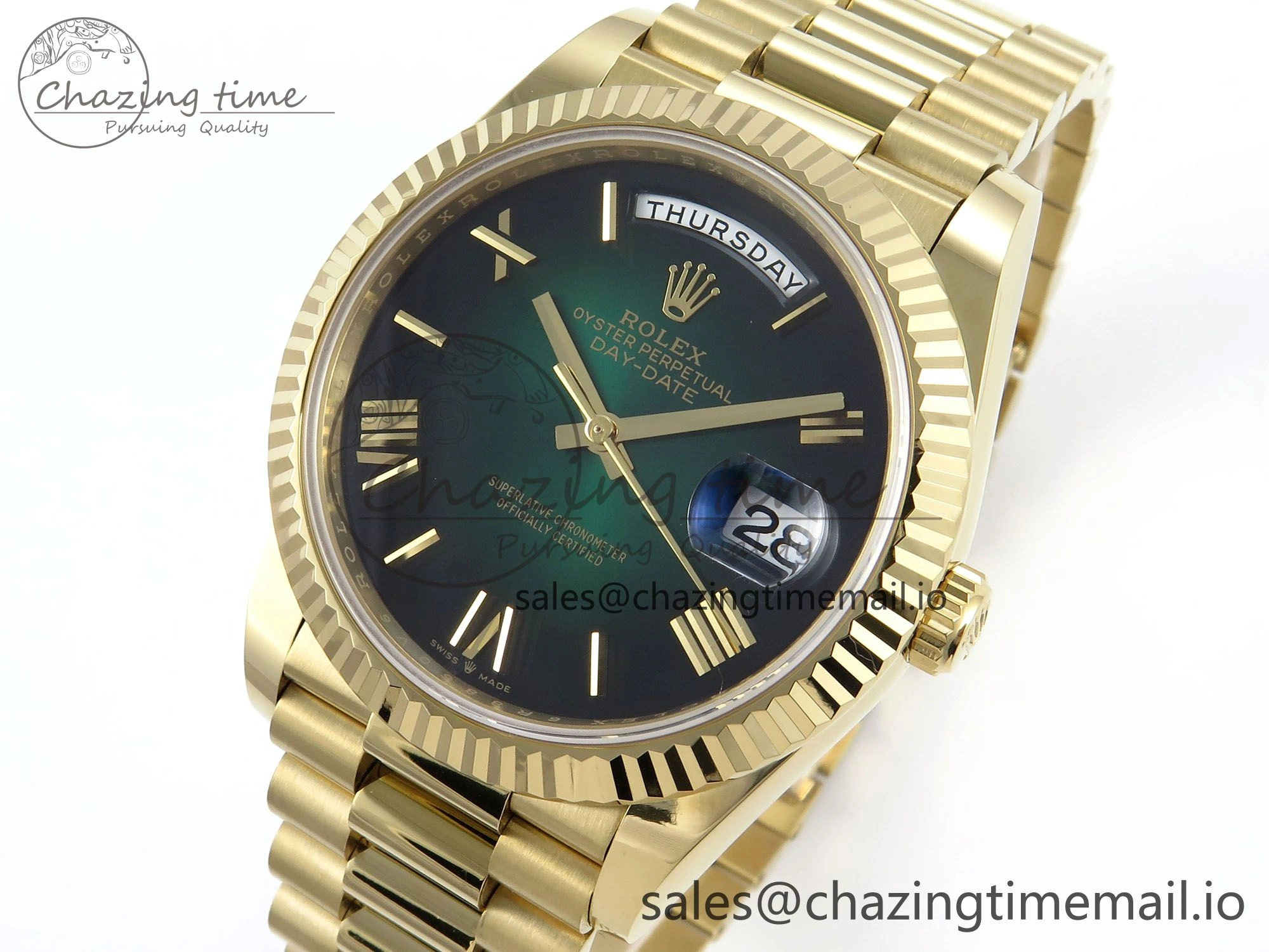 WellDesigned Day Date 40 YG 228238 Noob 1:1 Best Edition Green Ombre Roman Dial on President Bracelet A2836 (Gain Weight) 803