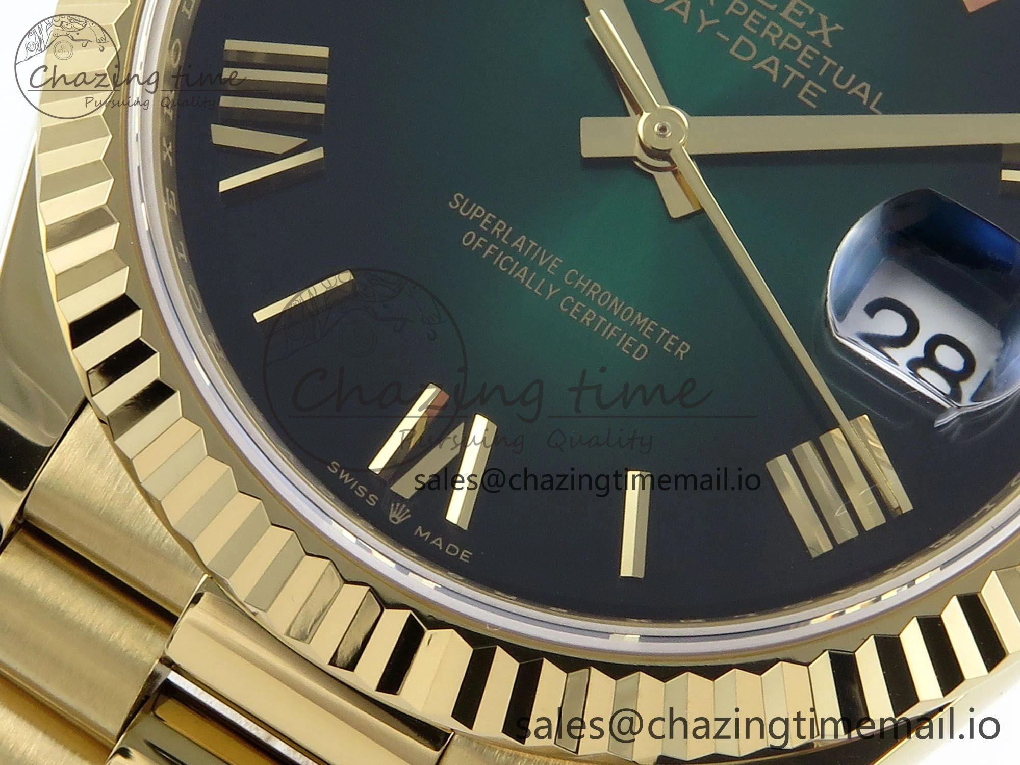 WellDesigned Day Date 40 YG 228238 Noob 1:1 Best Edition Green Ombre Roman Dial on President Bracelet A2836 (Gain Weight) 803