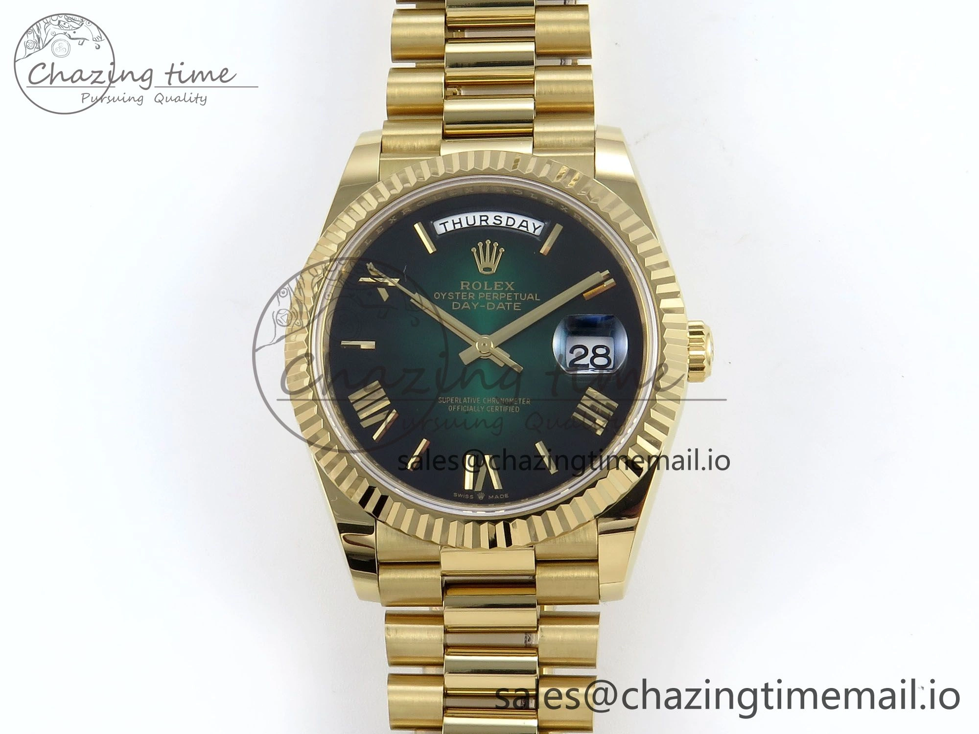 WellDesigned Day Date 40 YG 228238 Noob 1:1 Best Edition Green Ombre Roman Dial on President Bracelet A2836 (Gain Weight) 803