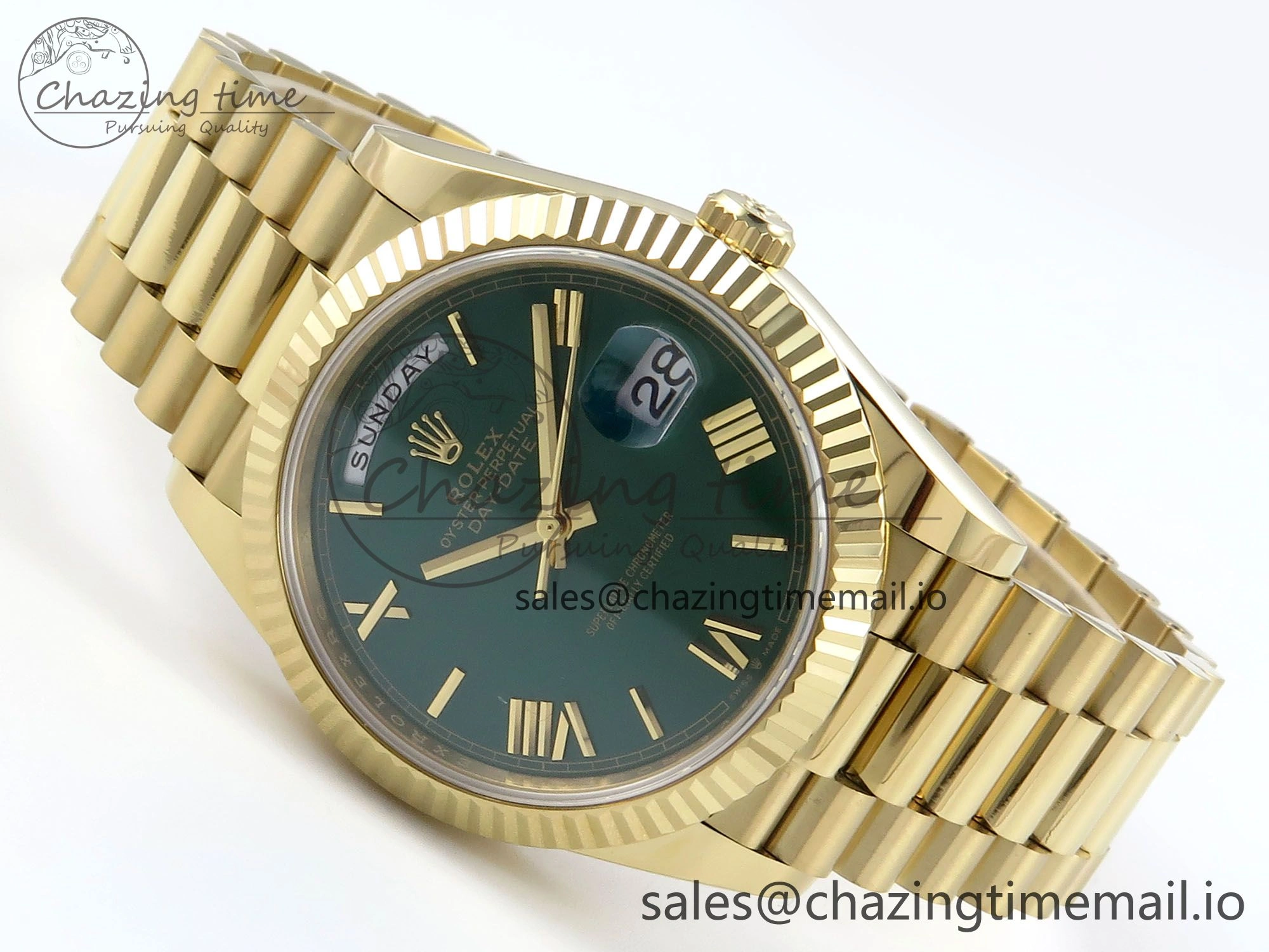 Day Date 40 YG 228238 Noob 1:1 Best Edition Green Roman Dial on President Bracelet A2836 (Gain Weight) Vibrant 796