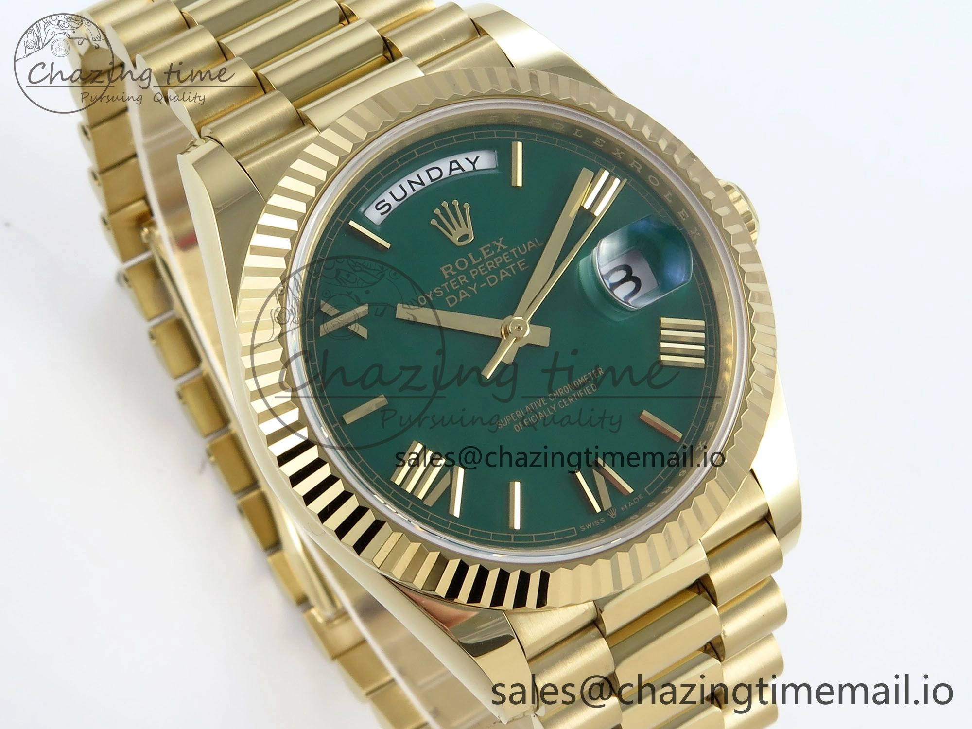 Day Date 40 YG 228238 Noob 1:1 Best Edition Green Roman Dial on President Bracelet A2836 (Gain Weight) Vibrant 796