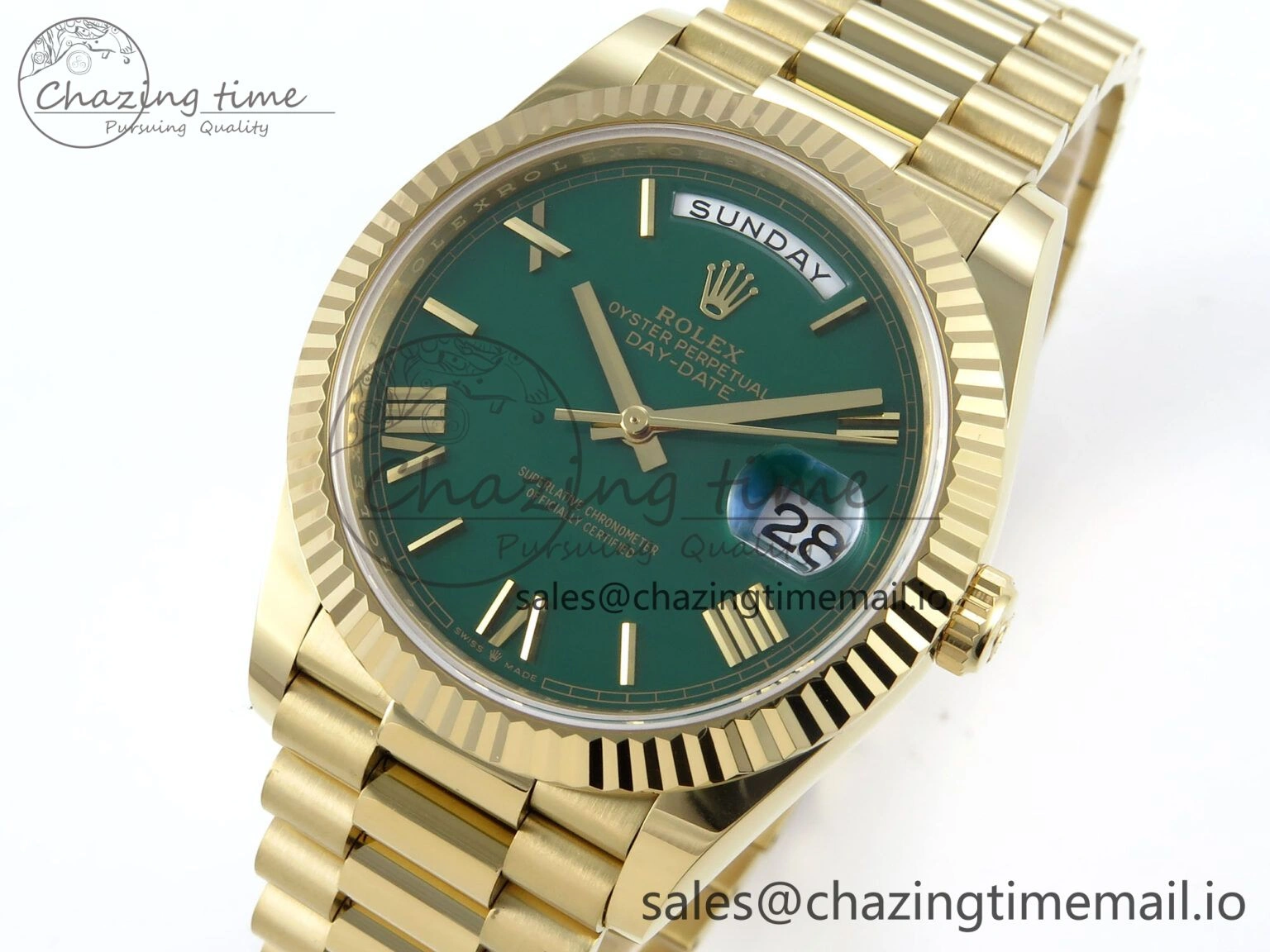 Day Date 40 YG 228238 Noob 1:1 Best Edition Green Roman Dial on President Bracelet A2836 (Gain Weight) Vibrant 796