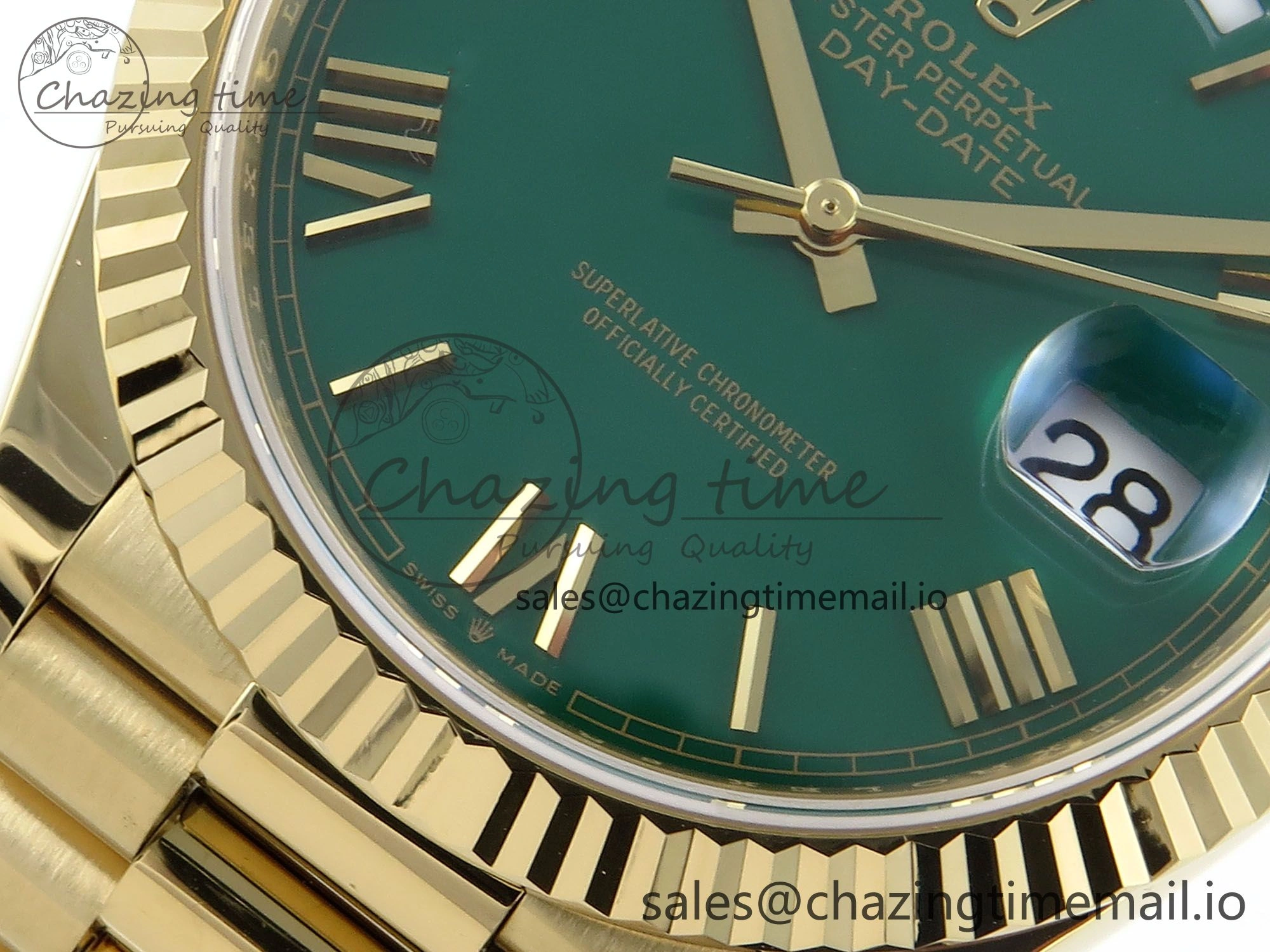 Day Date 40 YG 228238 Noob 1:1 Best Edition Green Roman Dial on President Bracelet A2836 (Gain Weight) Vibrant 796