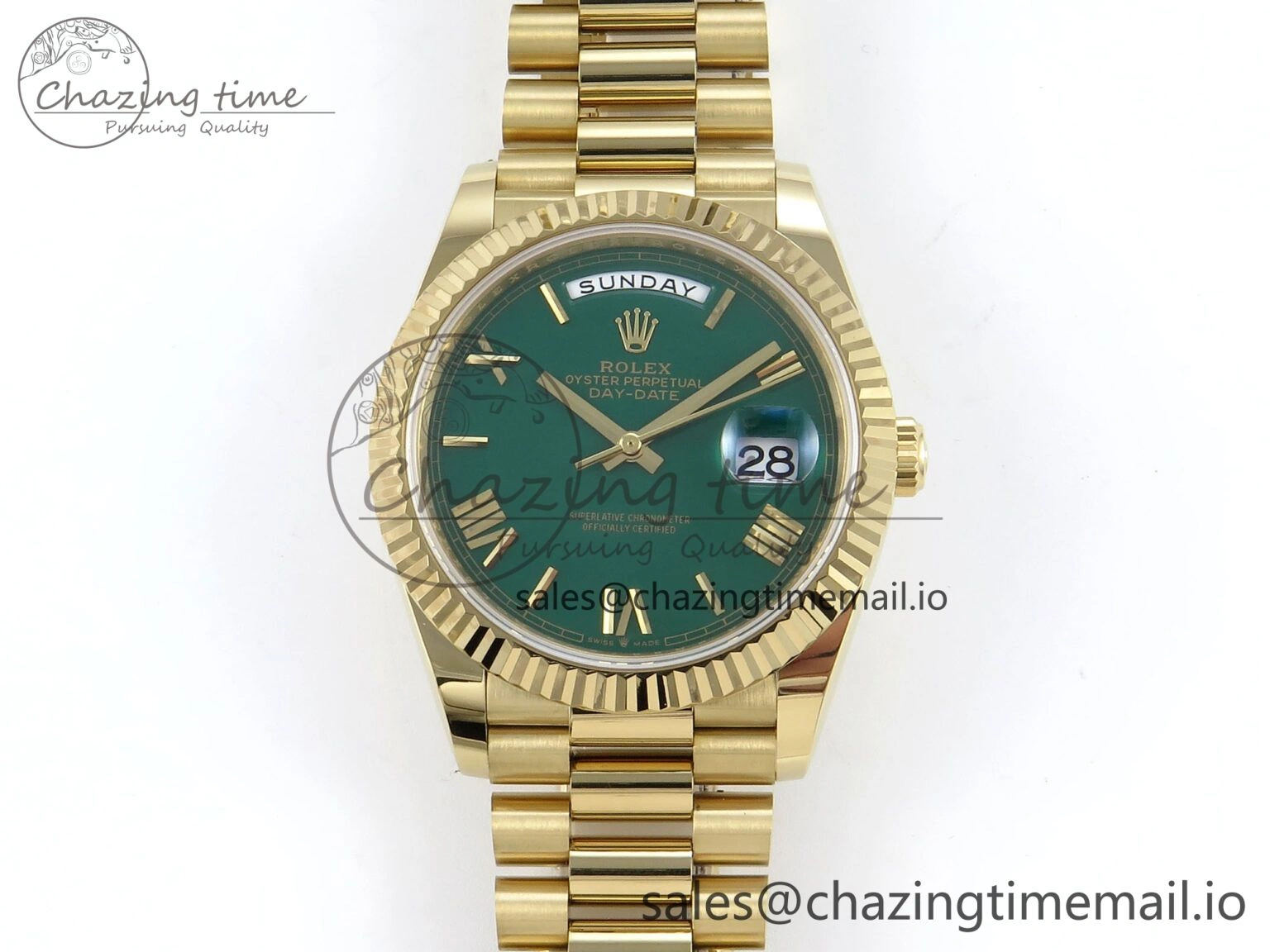 Day Date 40 YG 228238 Noob 1:1 Best Edition Green Roman Dial on President Bracelet A2836 (Gain Weight) Vibrant 796