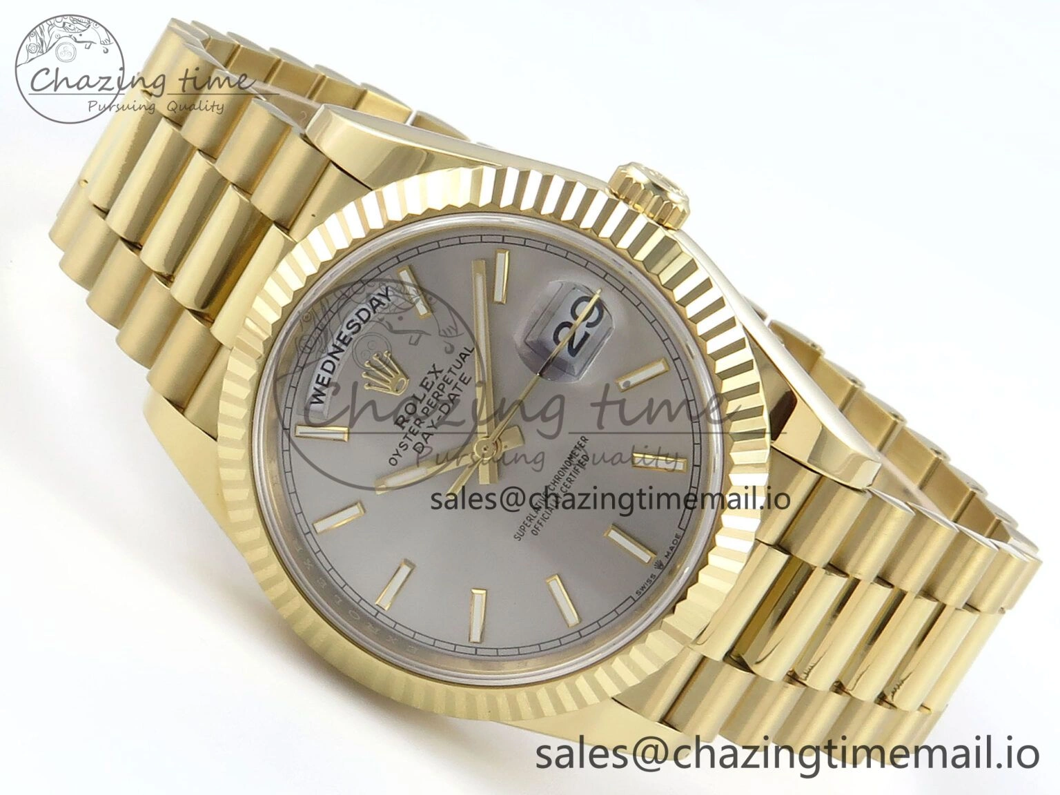 Day Date 40 YG 228238 Noob 1:1 Best Edition Silver Stick Dial on President Bracelet A2836 (Gain Weight) GoAnywhere 801