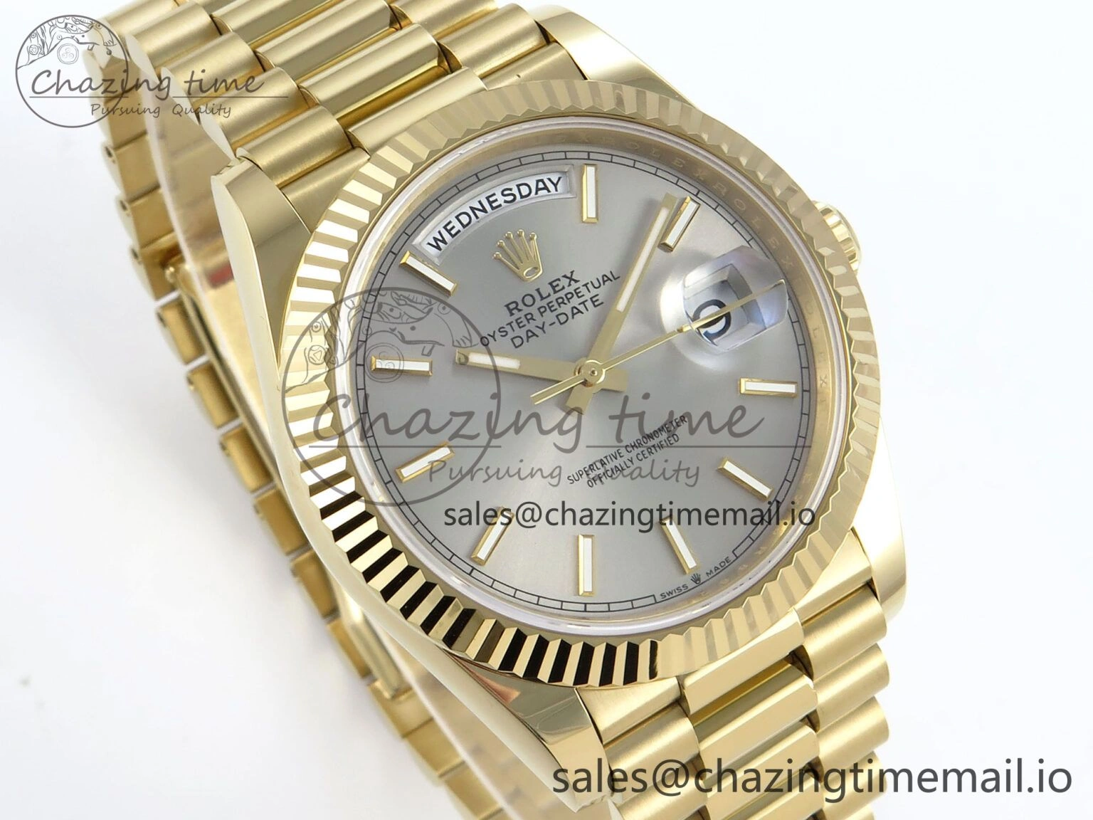 Day Date 40 YG 228238 Noob 1:1 Best Edition Silver Stick Dial on President Bracelet A2836 (Gain Weight) GoAnywhere 801