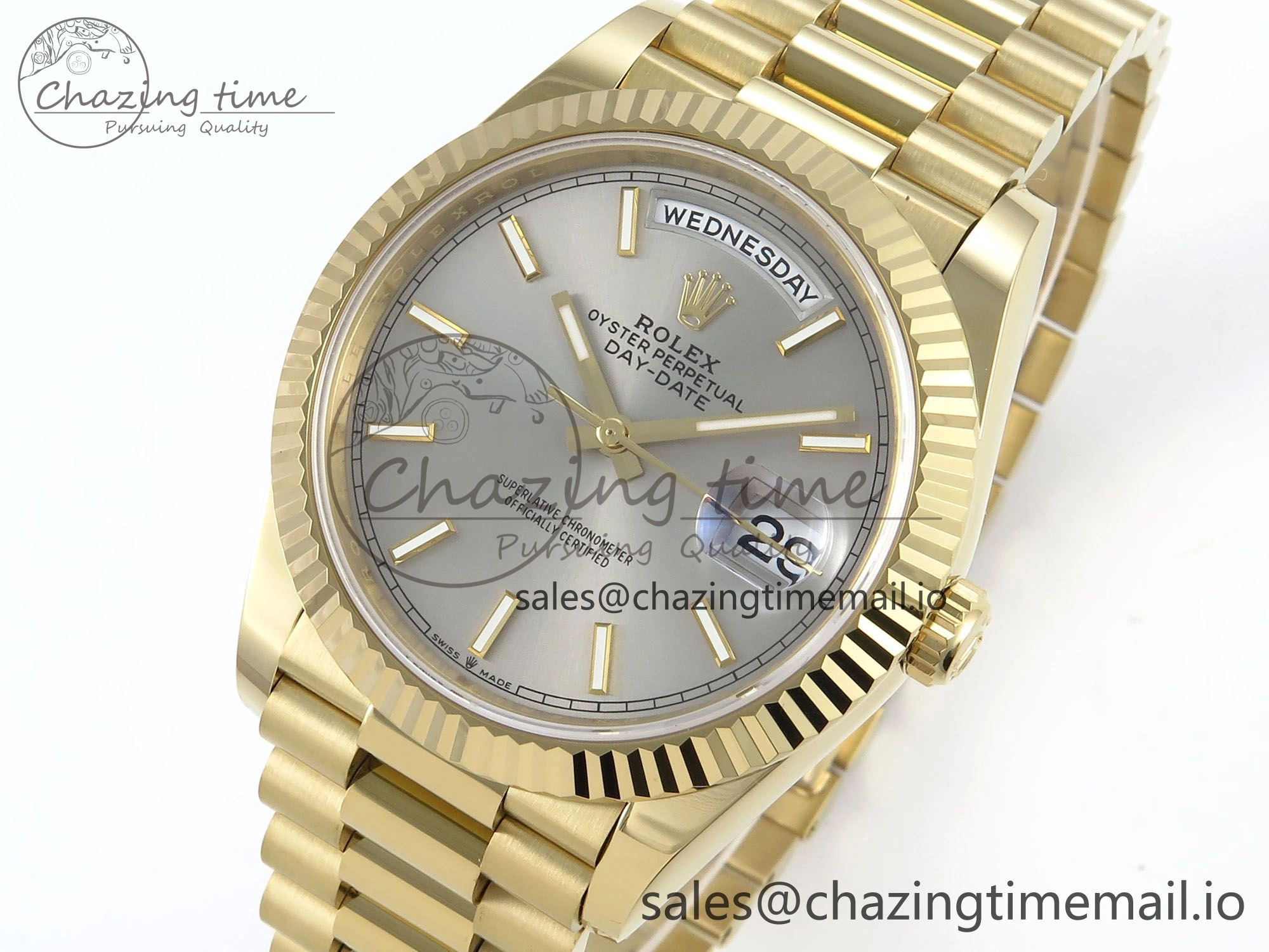 Day Date 40 YG 228238 Noob 1:1 Best Edition Silver Stick Dial on President Bracelet A2836 (Gain Weight) GoAnywhere 801