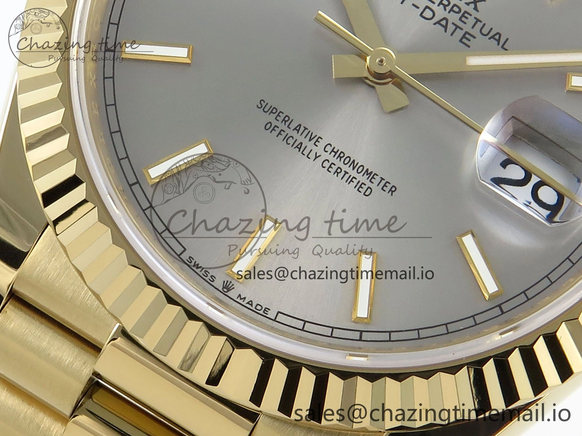 Day Date 40 YG 228238 Noob 1:1 Best Edition Silver Stick Dial on President Bracelet A2836 (Gain Weight) GoAnywhere 801