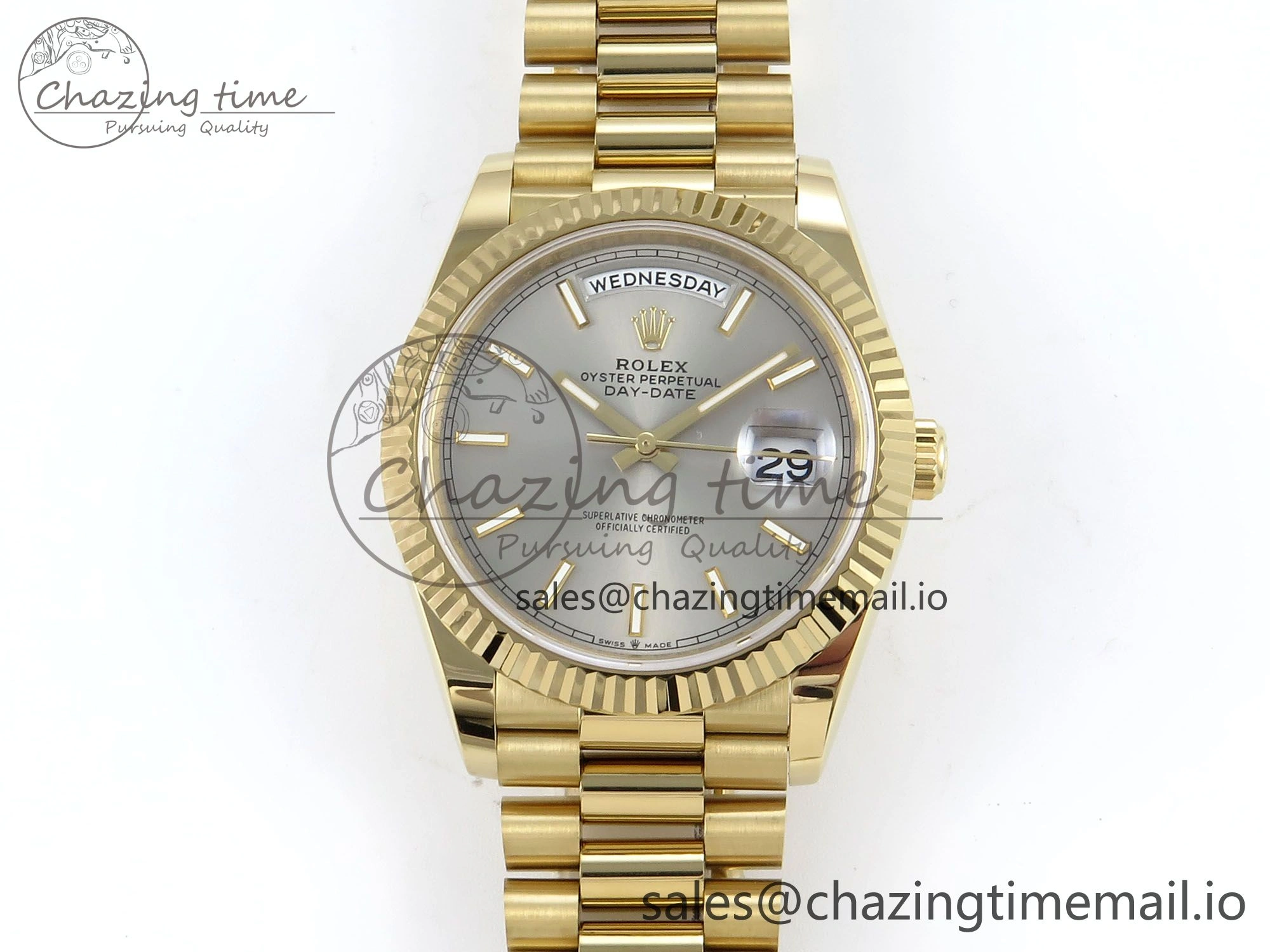 Day Date 40 YG 228238 Noob 1:1 Best Edition Silver Stick Dial on President Bracelet A2836 (Gain Weight) GoAnywhere 801