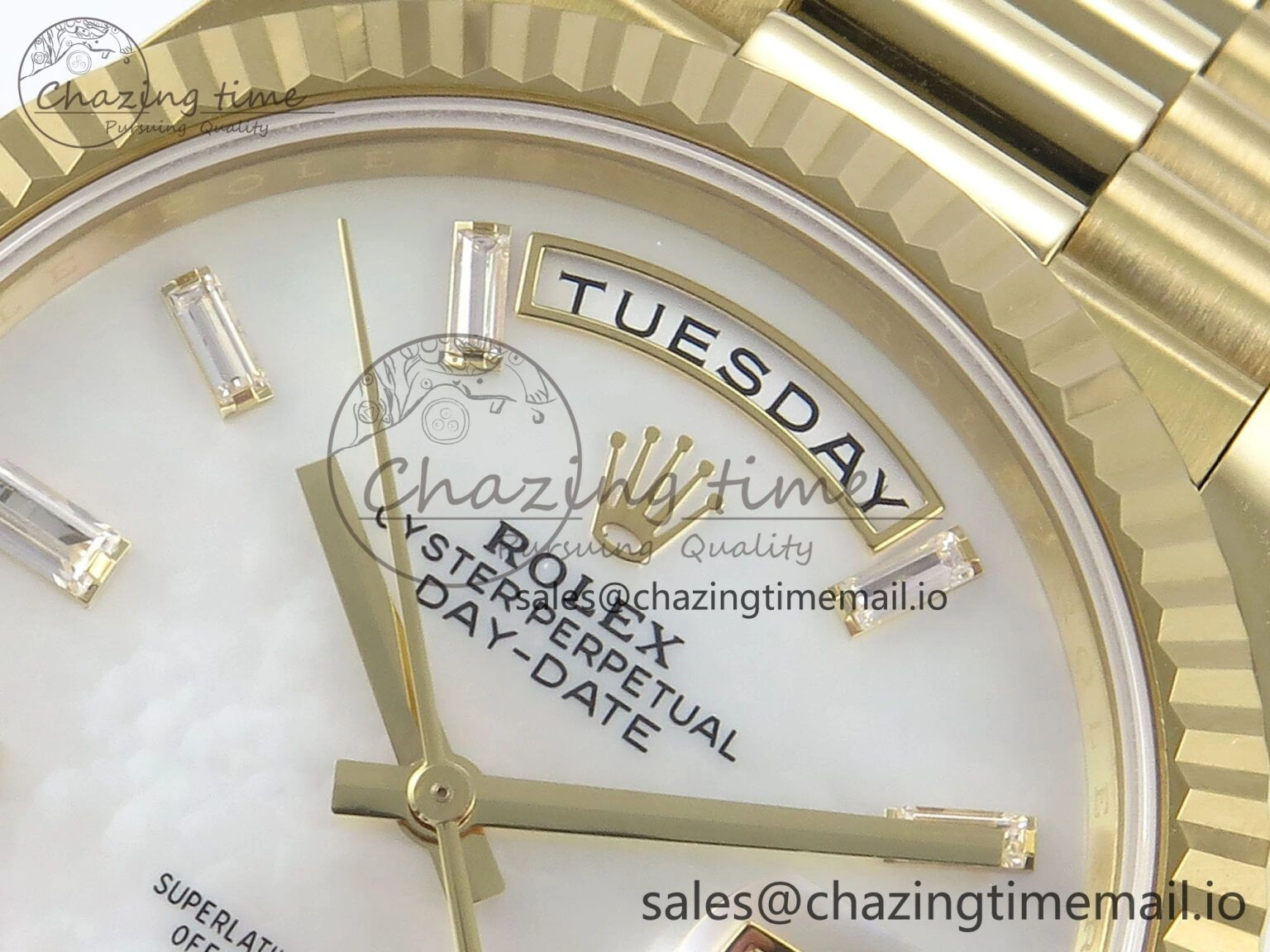 Day Date 40 YG 228238 Noob 1:1 Best Edition White MOP Crystal Dial on President Bracelet A2836 (Gain Weight) Elegant 804