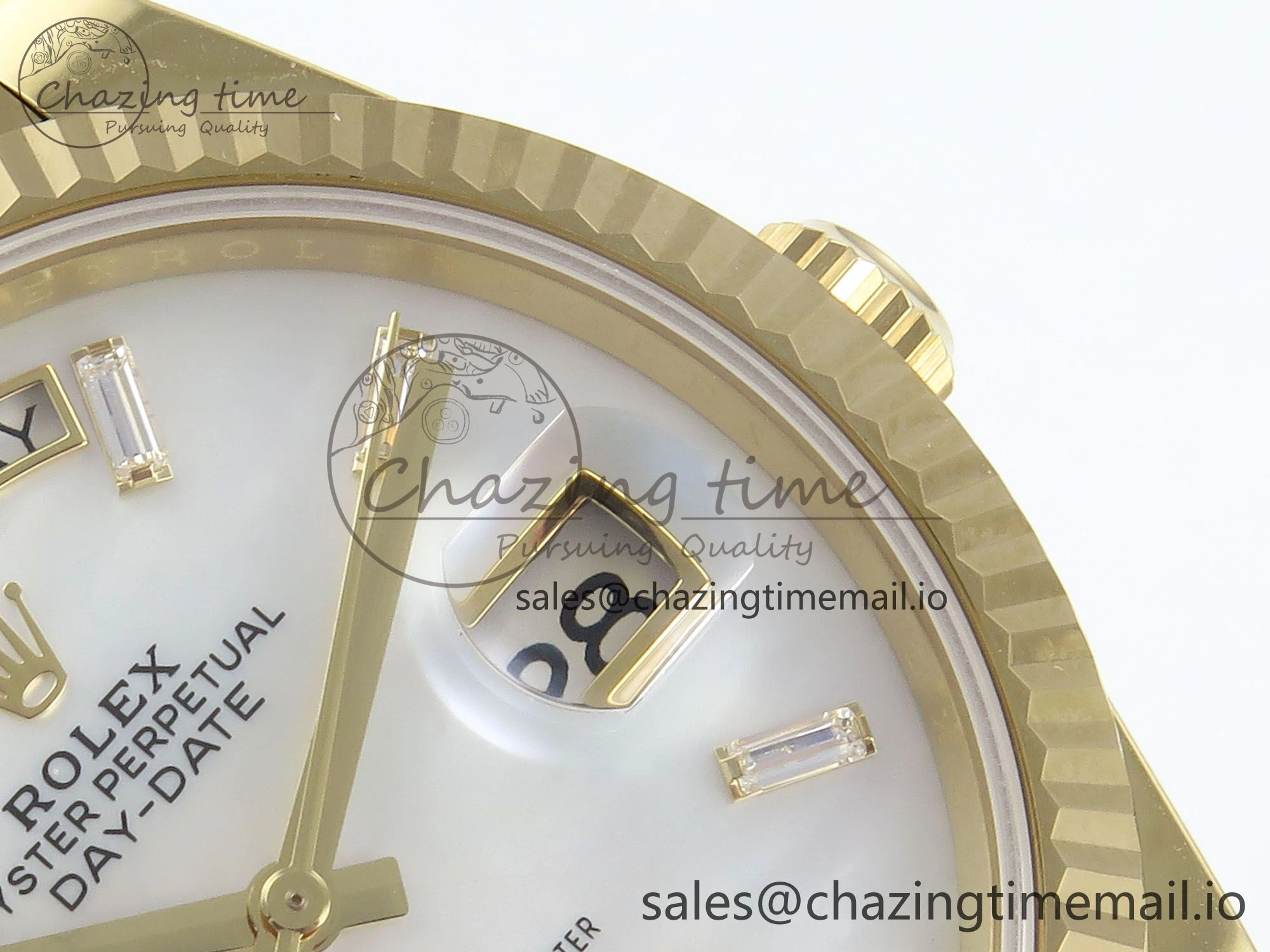 Day Date 40 YG 228238 Noob 1:1 Best Edition White MOP Crystal Dial on President Bracelet A2836 (Gain Weight) Elegant 804