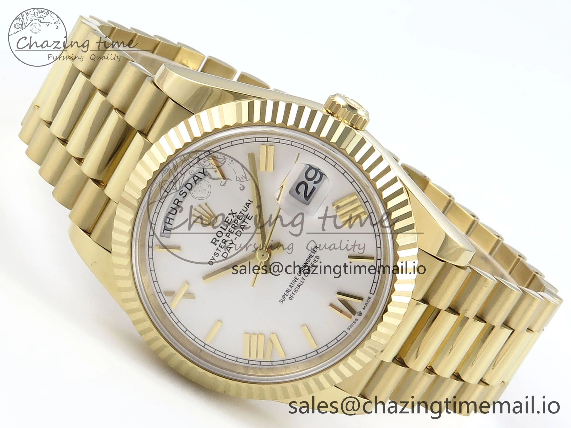Day Date 40 YG 228238 Noob 1:1 Best Edition White Roman Dial on President Bracelet A2836 (Gain Weight) Bright 795